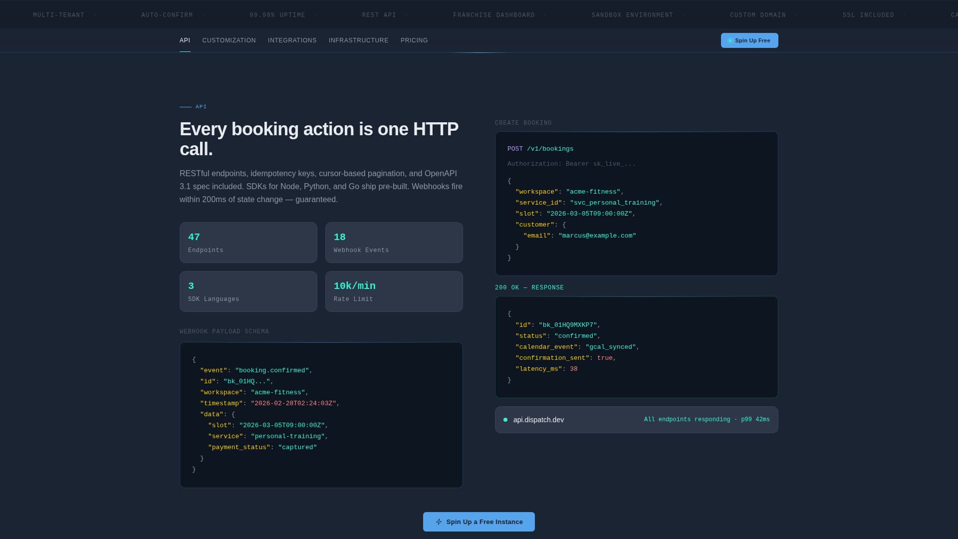 Dispatch - Powerful Booking Landing Page Template