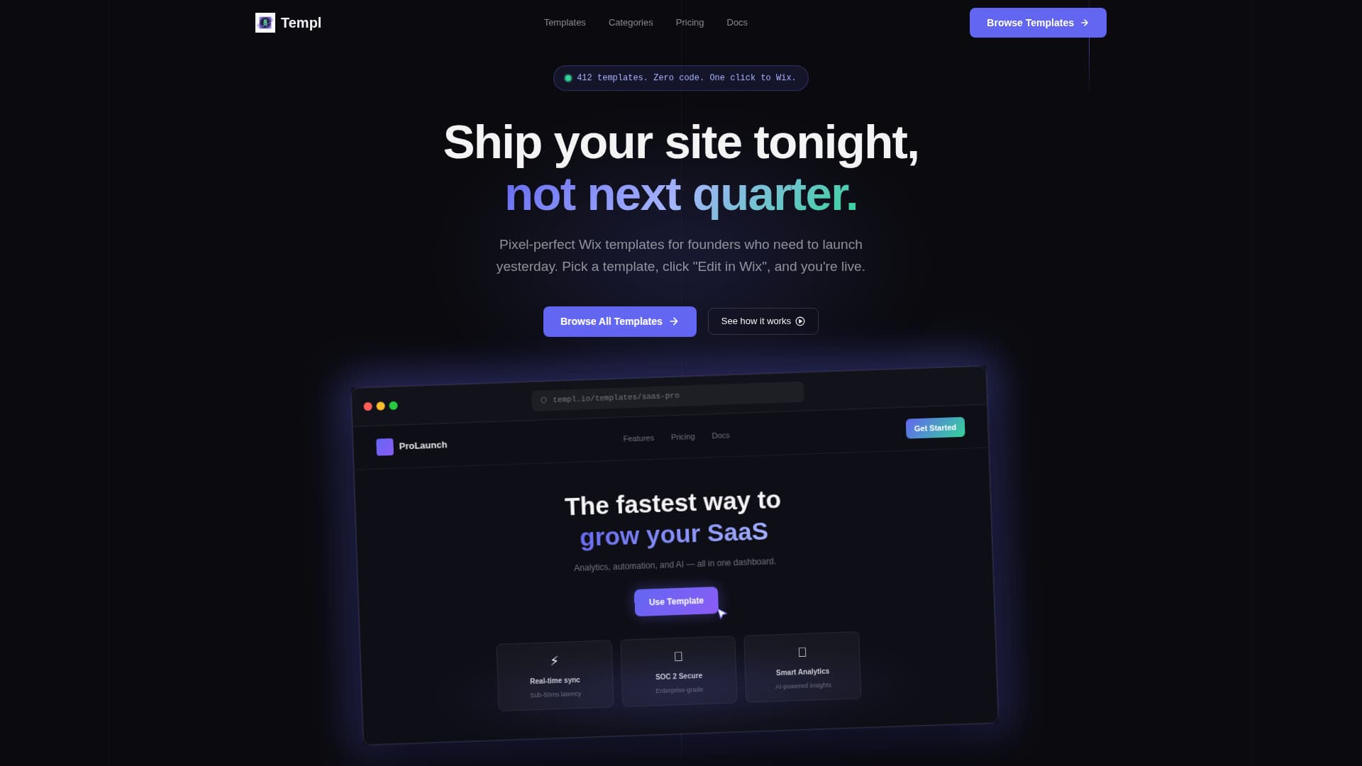 Templ - Stunning Wix Library Landing Page Template