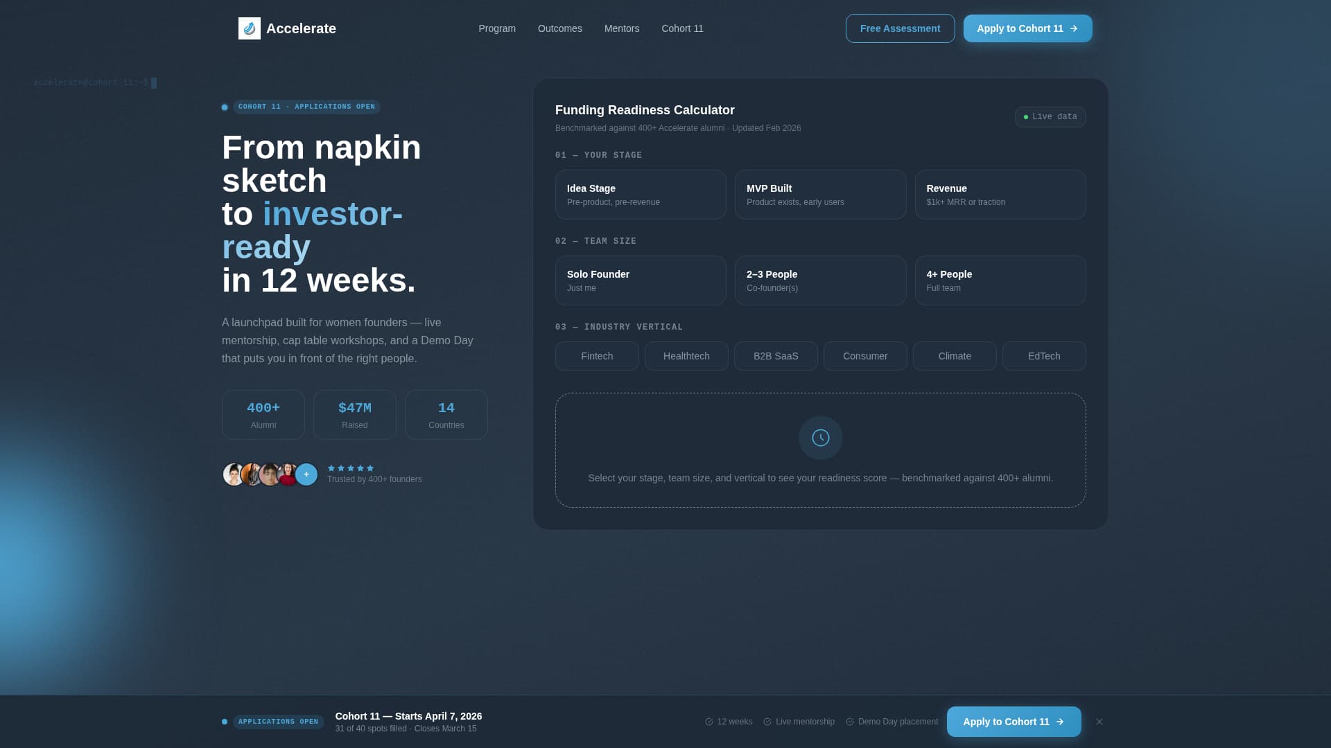 Accelerate - Investorready Accelerator Landing Page Template