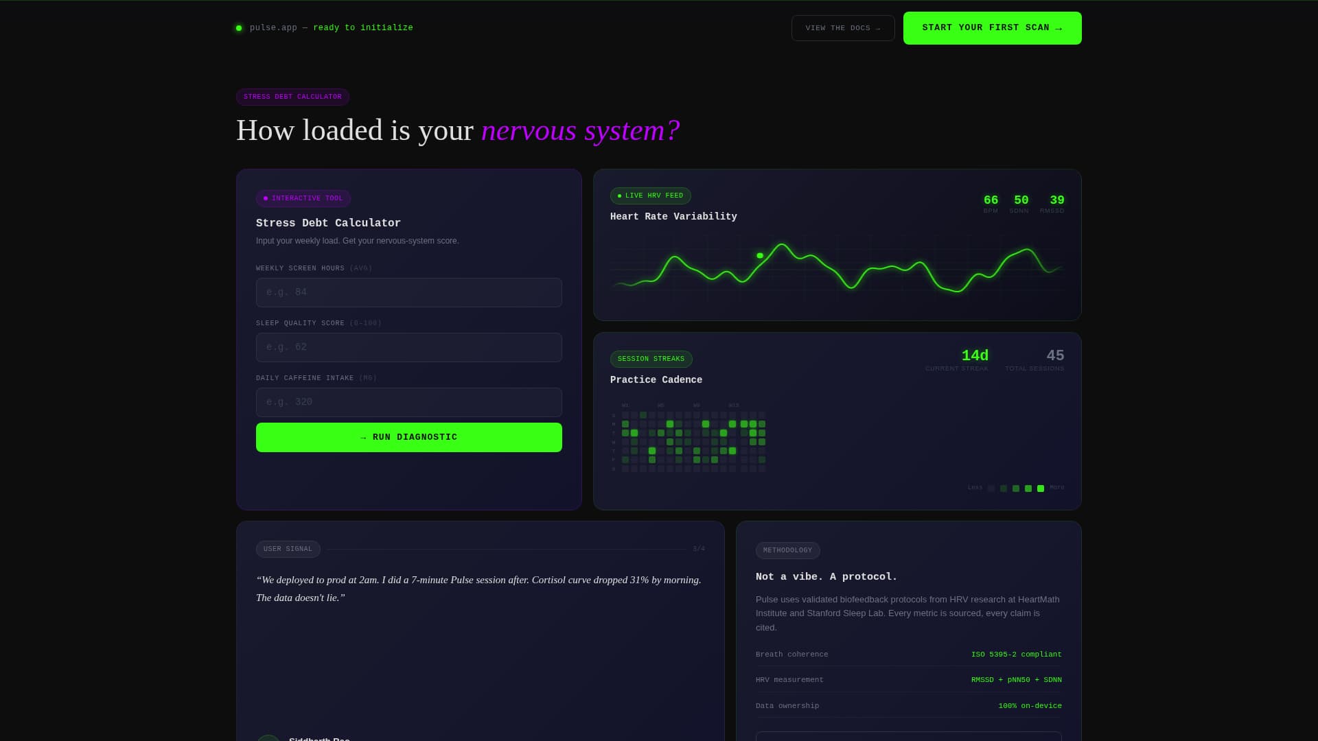 Pulse - Datadriven Meditation Landing Page Template