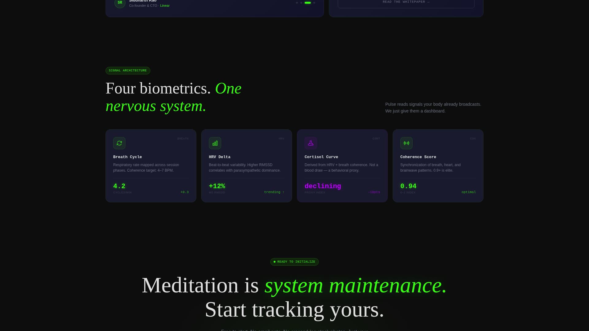 Pulse - Datadriven Meditation Landing Page Template