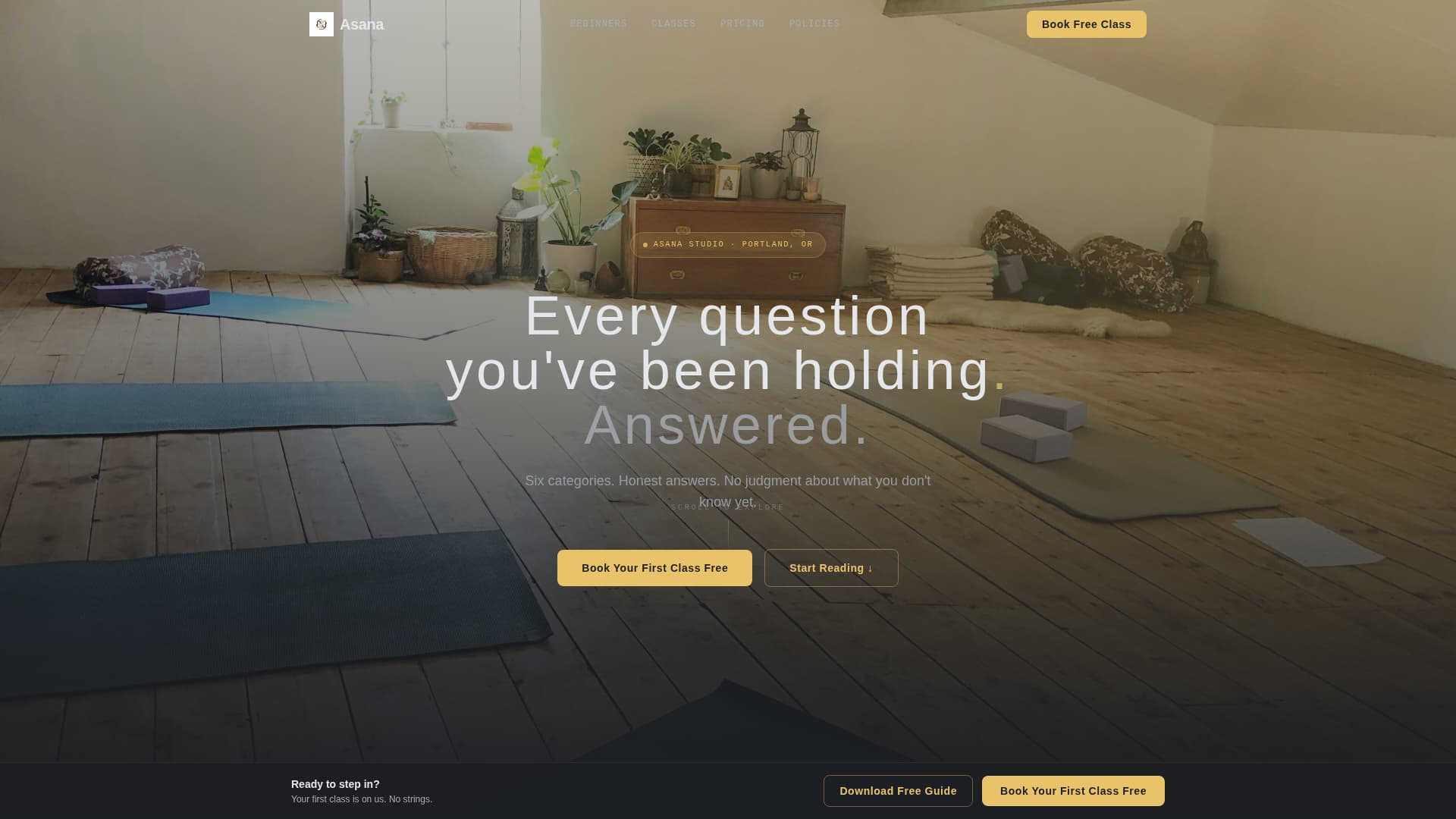 Asana - Luminous Yoga Landing Page Template