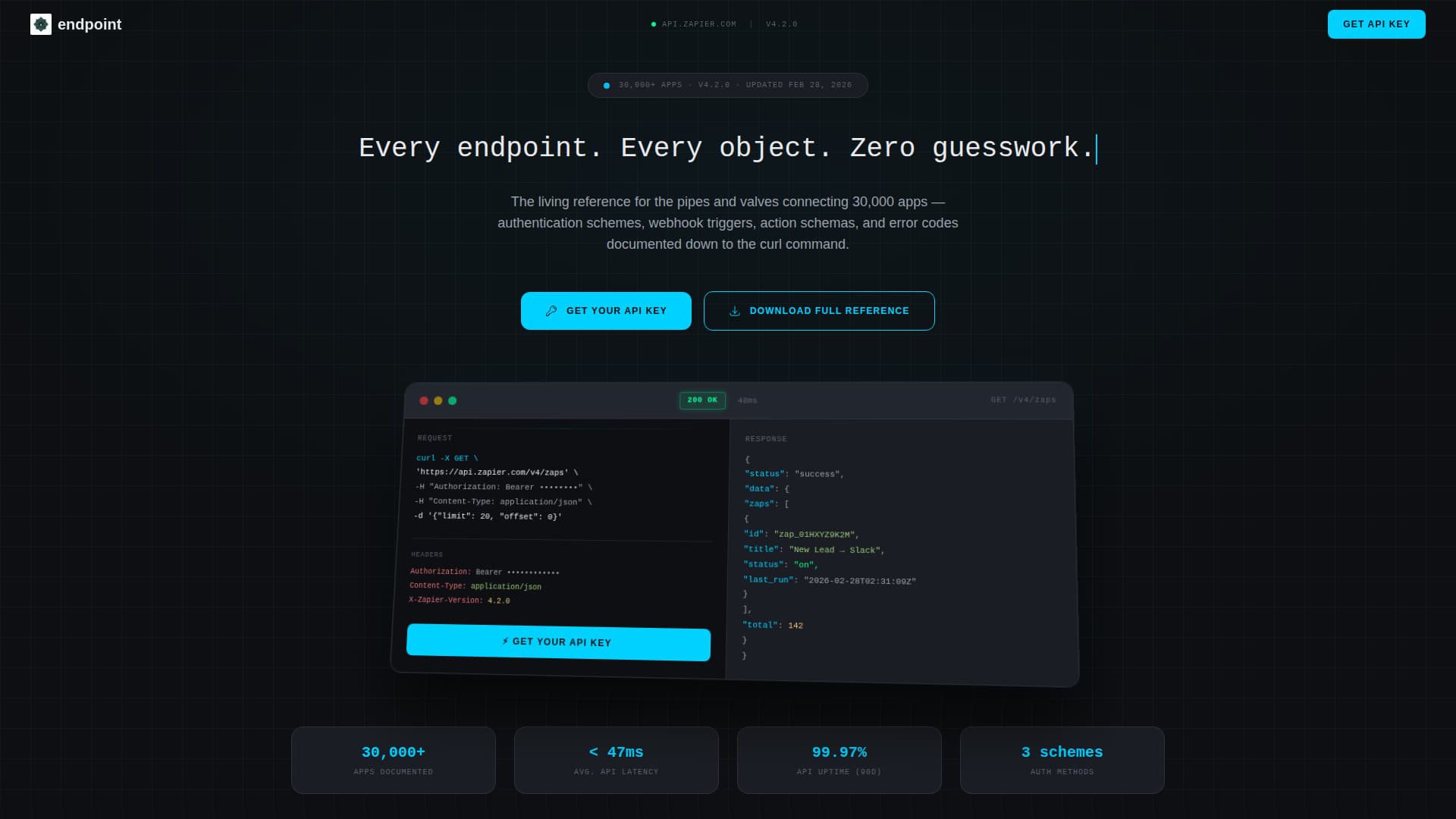 Ref — API Docs Landing Page Template