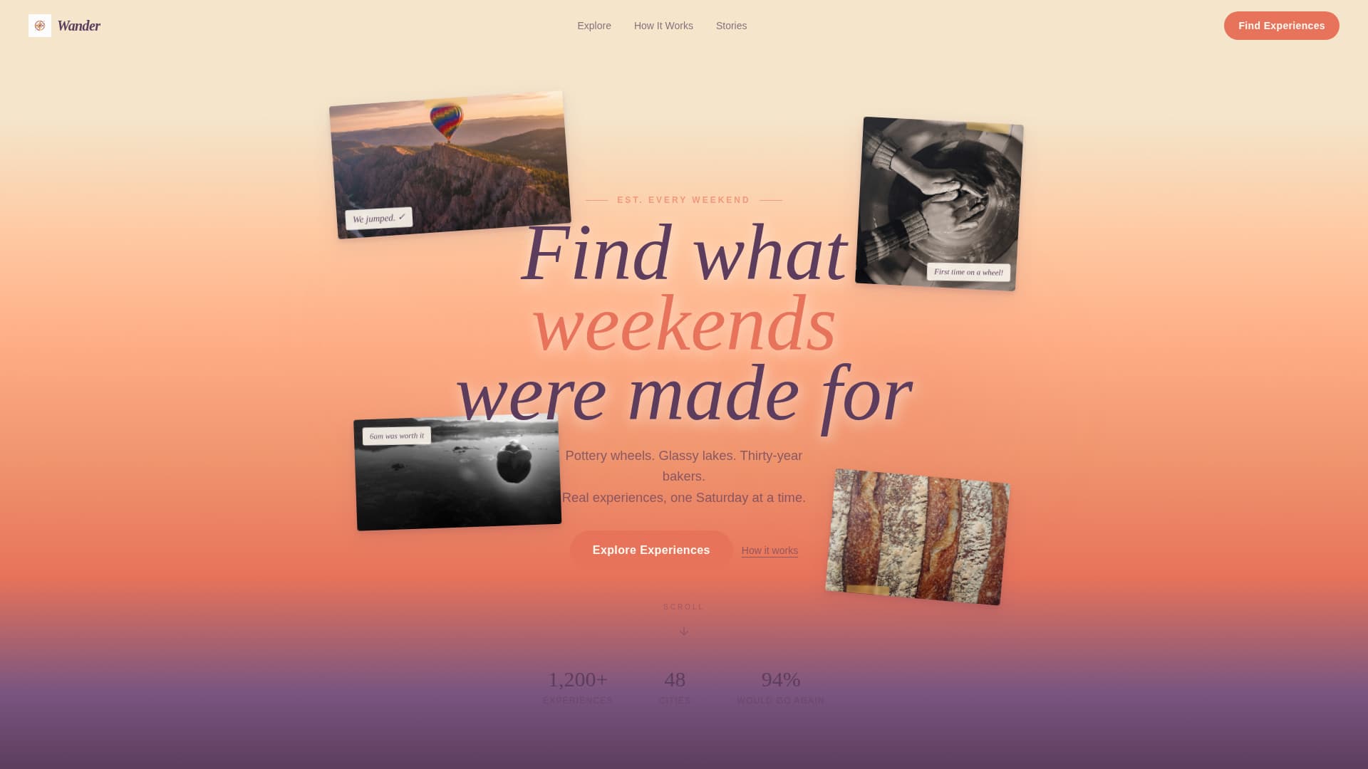 Wander - Immersive Experiences Landing Page Template
