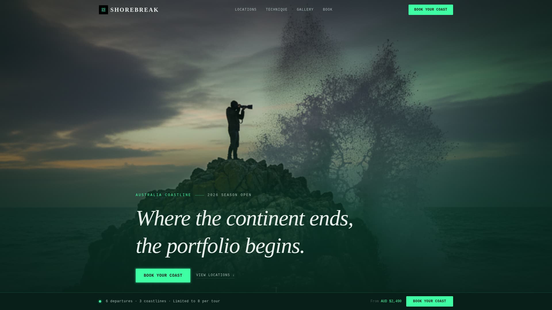 Shorebreak - Immersive Photography Landing Page Template