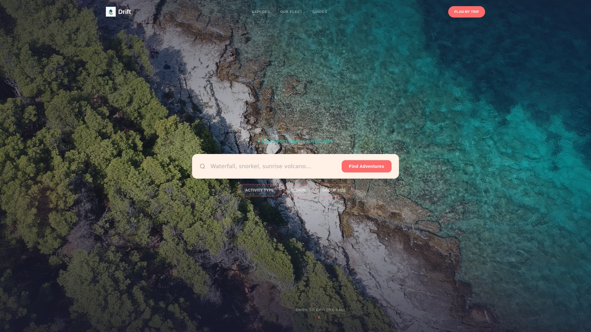 Drift - Immersive Adventure Landing Page Template