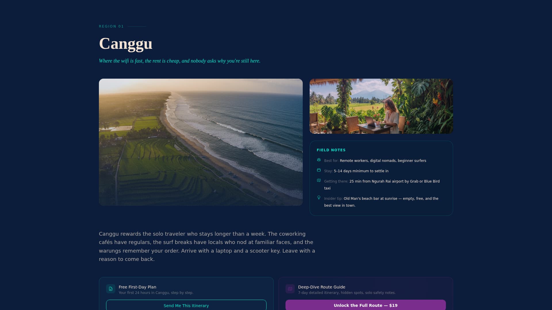 Drift - Immersive Solotravel Landing Page Template