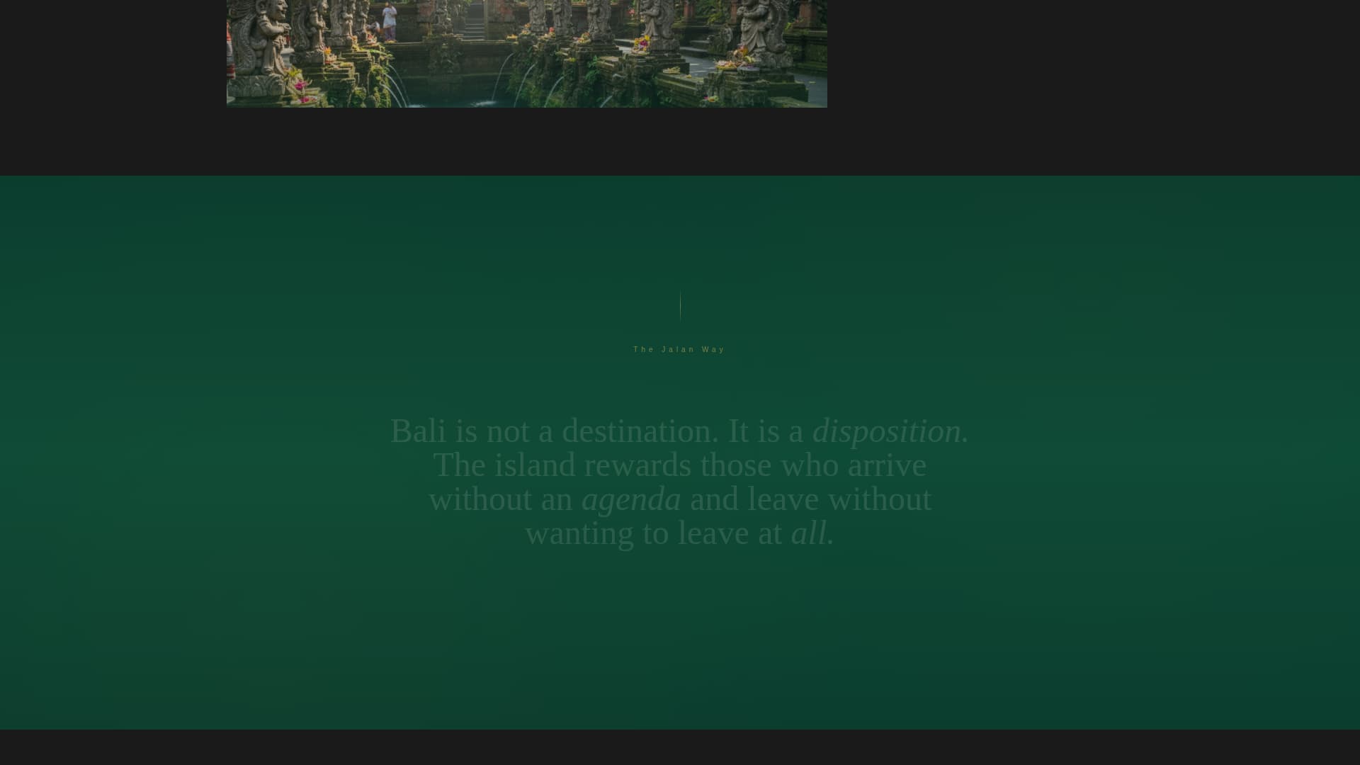 Jalan - Cinematic Bali Landing Page Template