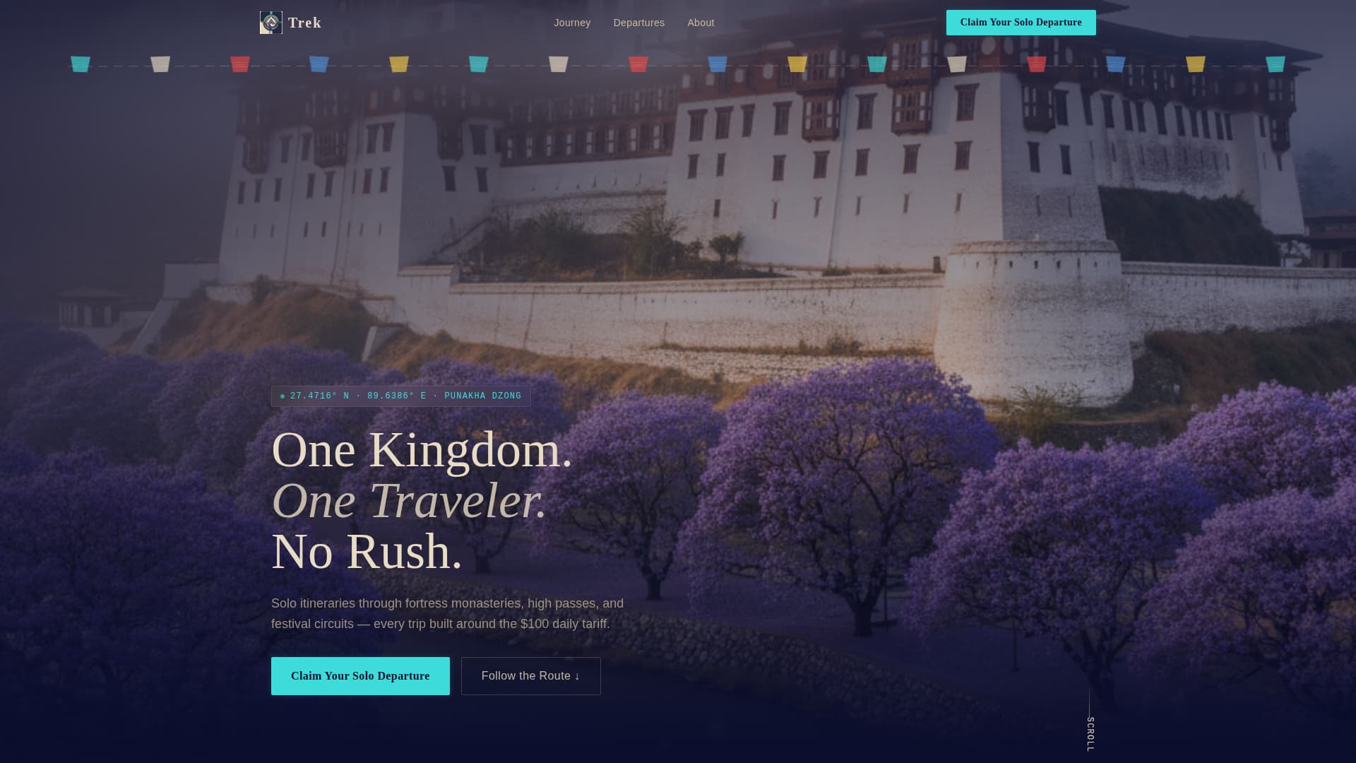 Trek - Immersive Bhutan Landing Page Template