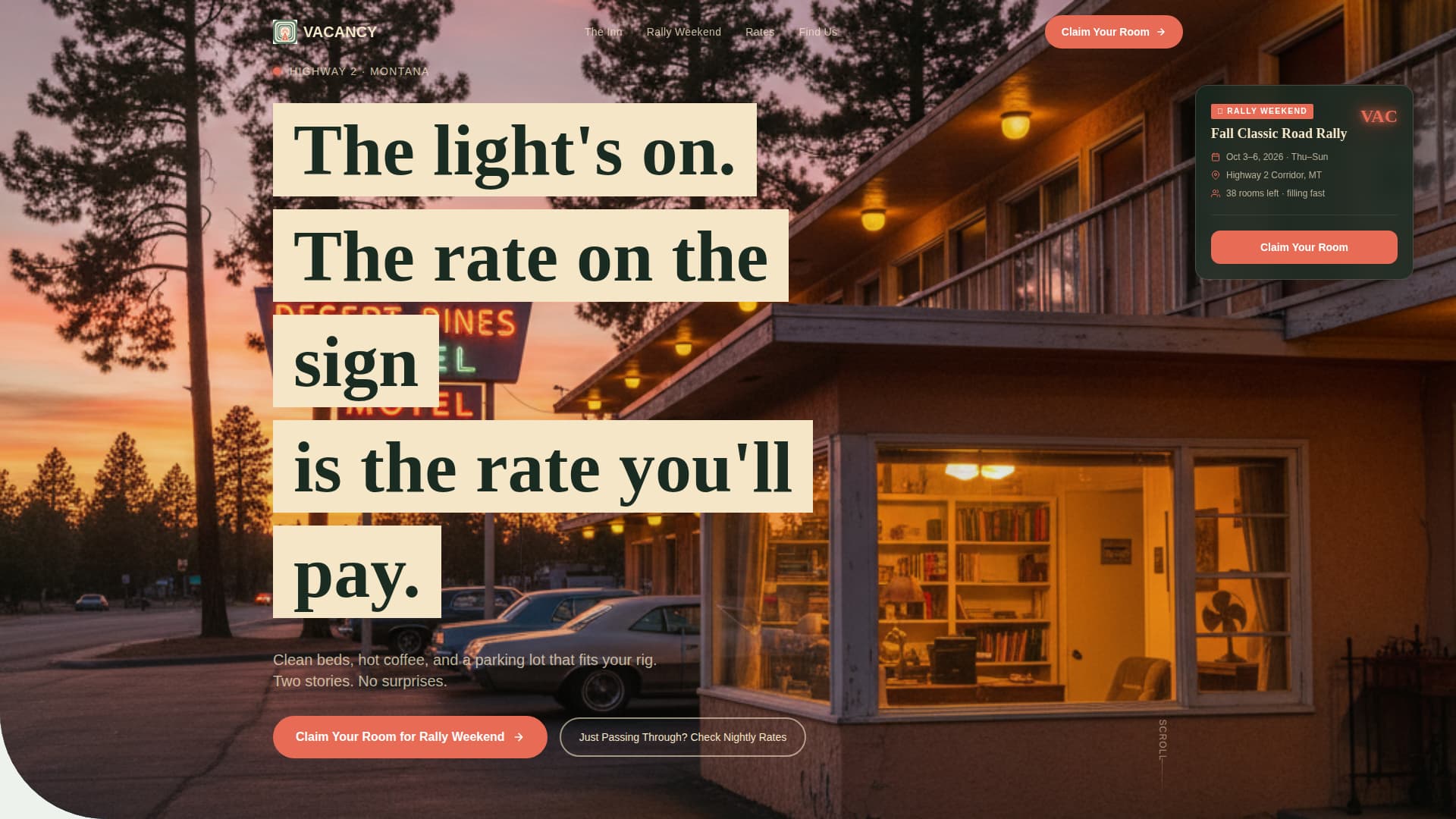 Vacancy - Retro Motel Landing Page Template
