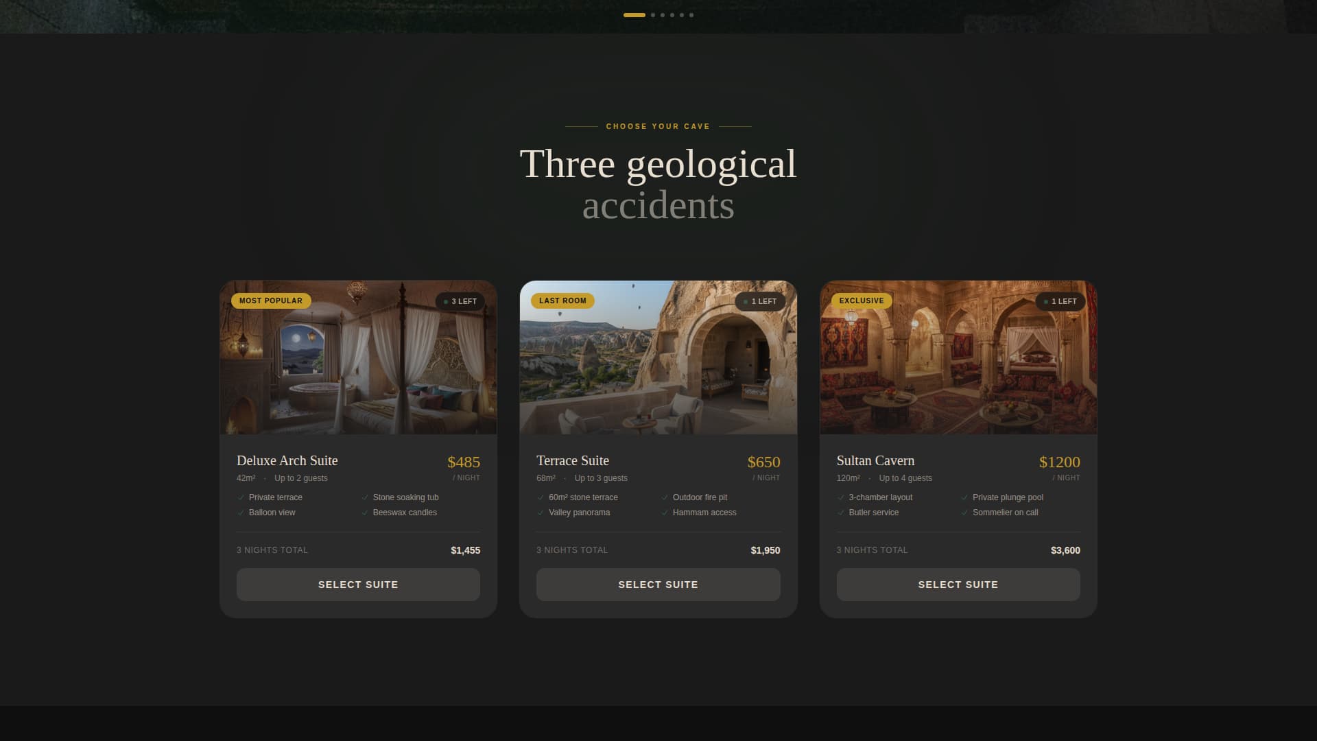 Hollow - Immersive Cavehotel Landing Page Template