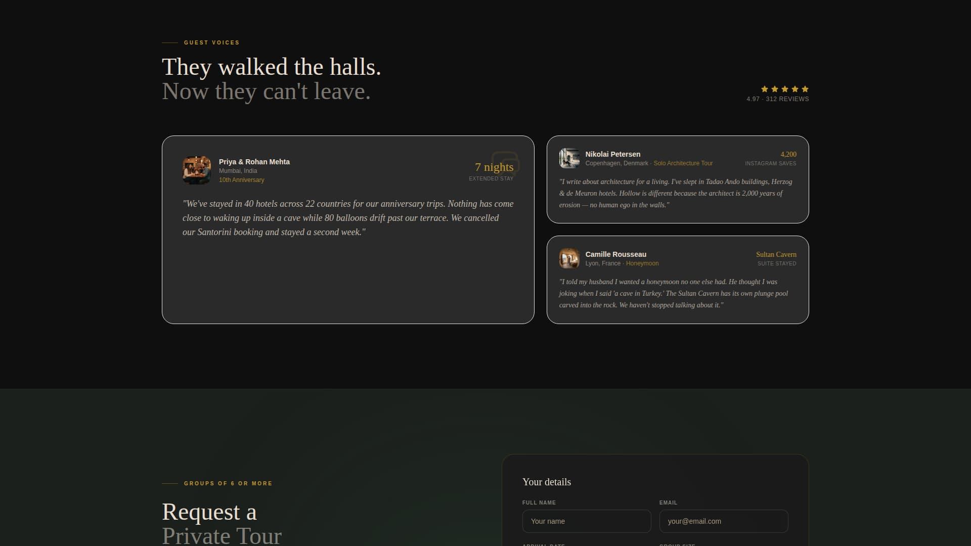 Hollow - Immersive Cavehotel Landing Page Template
