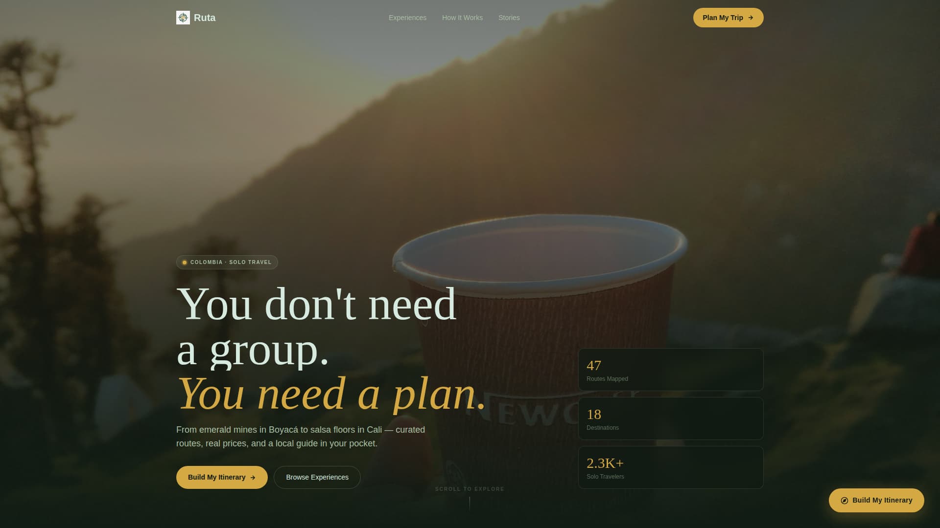 Ruta - Immersive Solotravel Landing Page Template