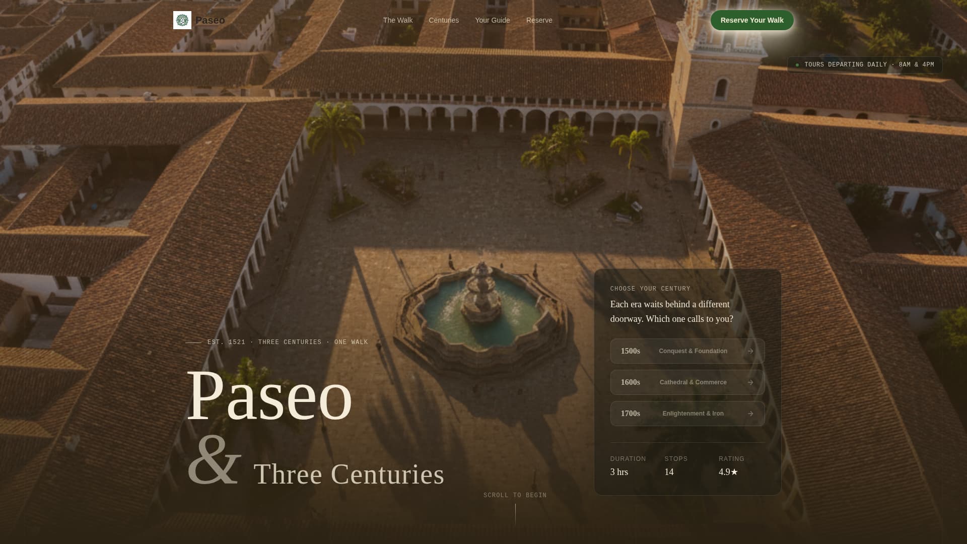 Paseo - Immersive Heritage Landing Page Template