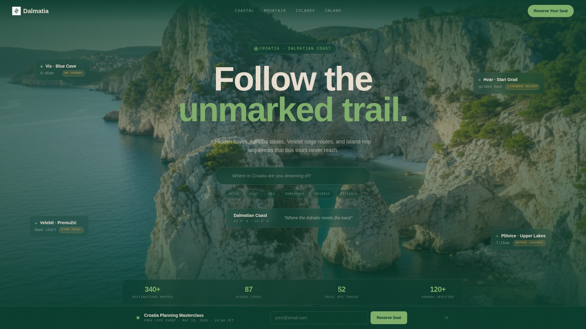 Dalmatia - Cinematic Croatia Landing Page Template