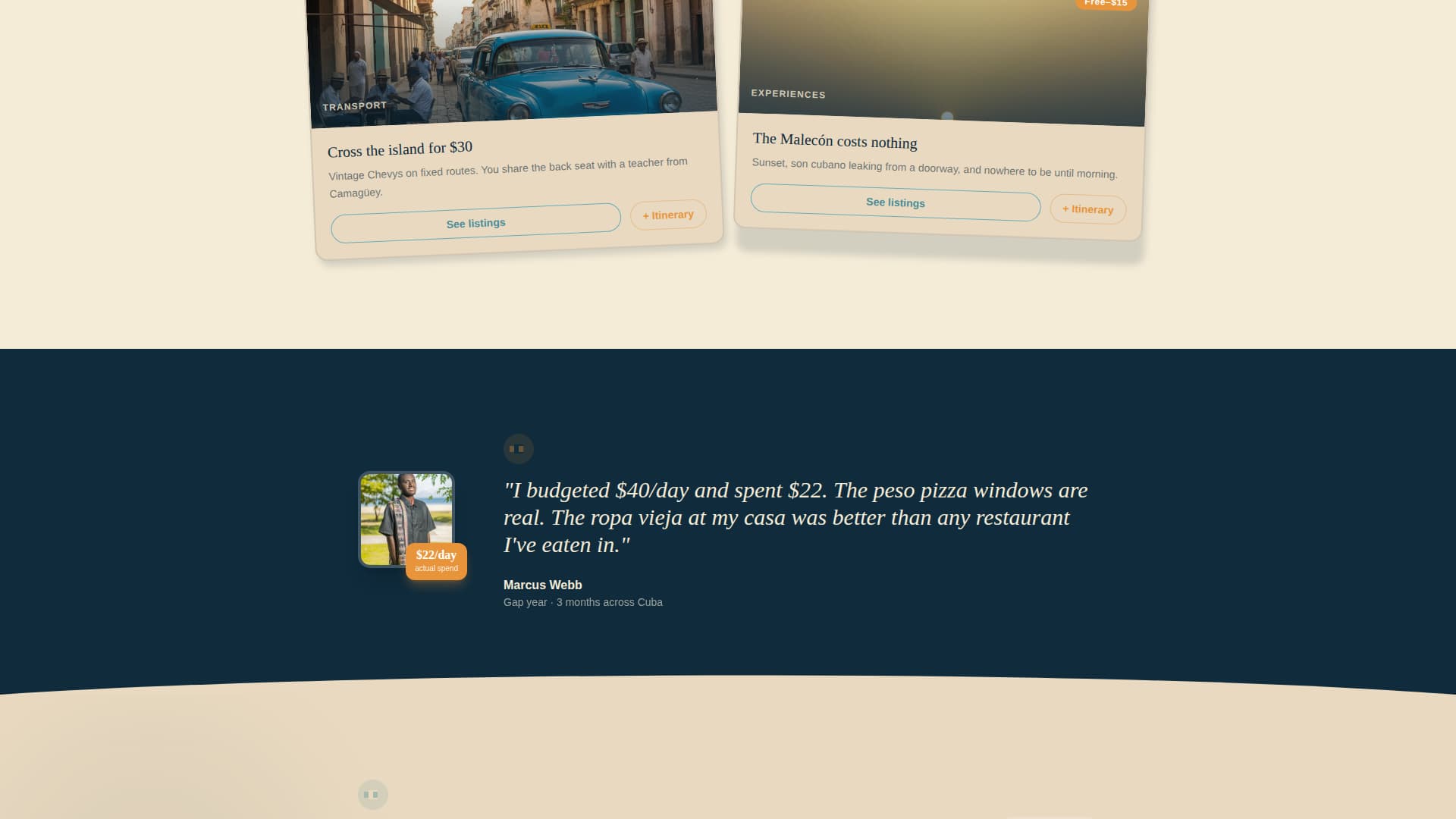 Havana - Immersive Budget Landing Page Template