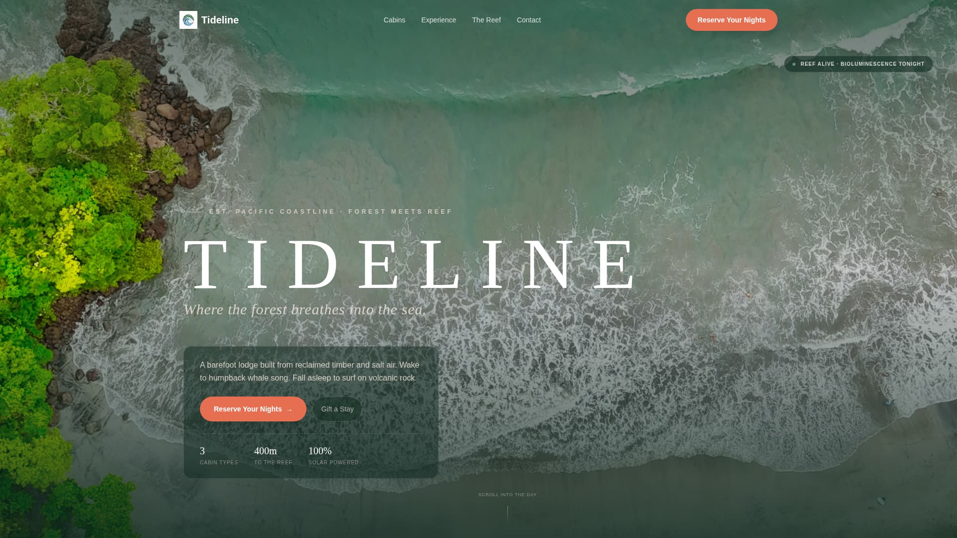 Tideline - Immersive Ecolodge Landing Page Template