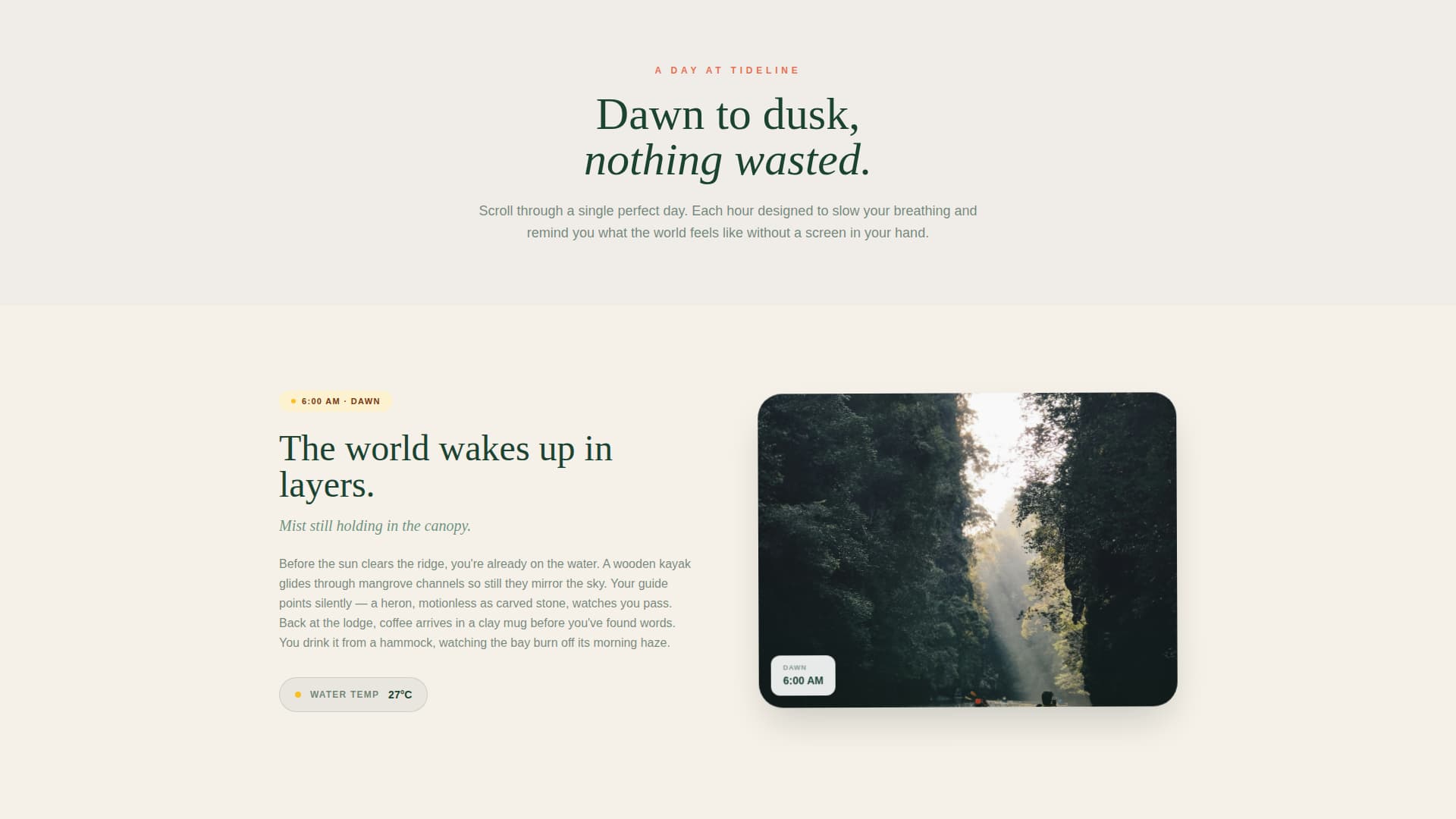 Tideline - Immersive Ecolodge Landing Page Template