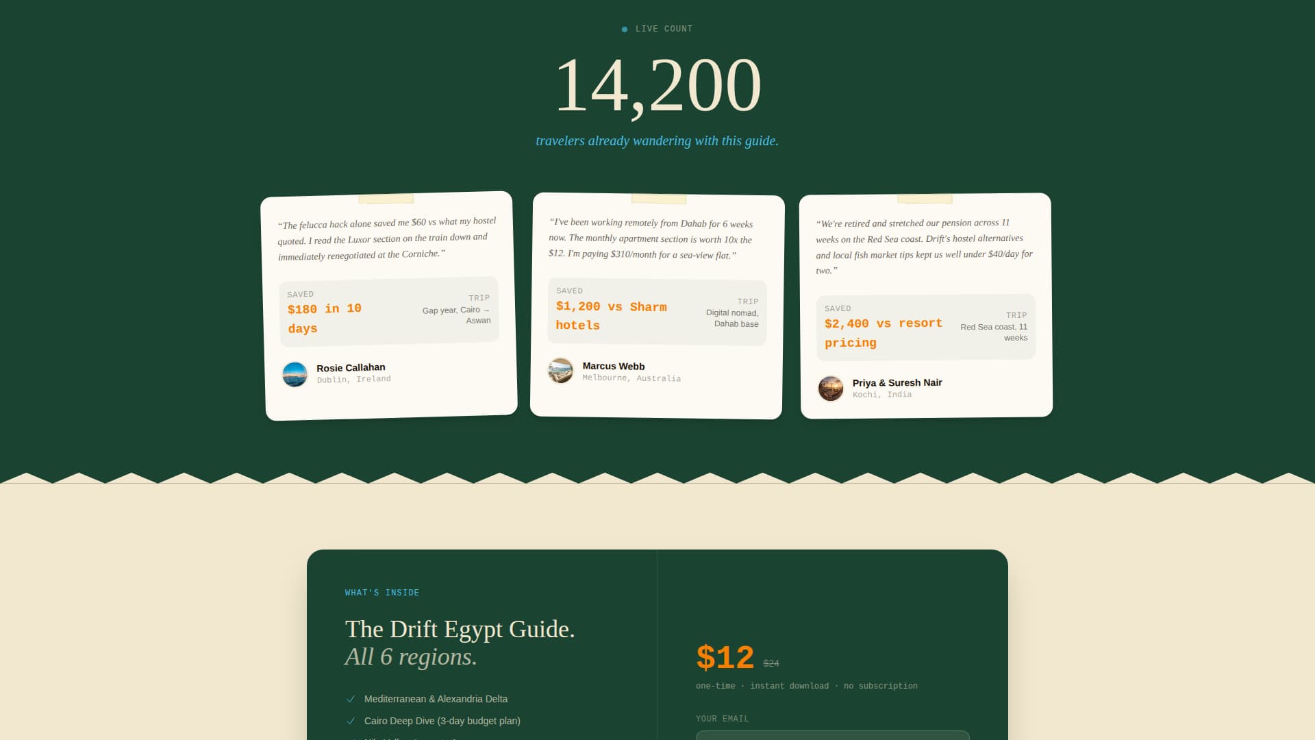 Drift - Wanderlust Budget Landing Page Template