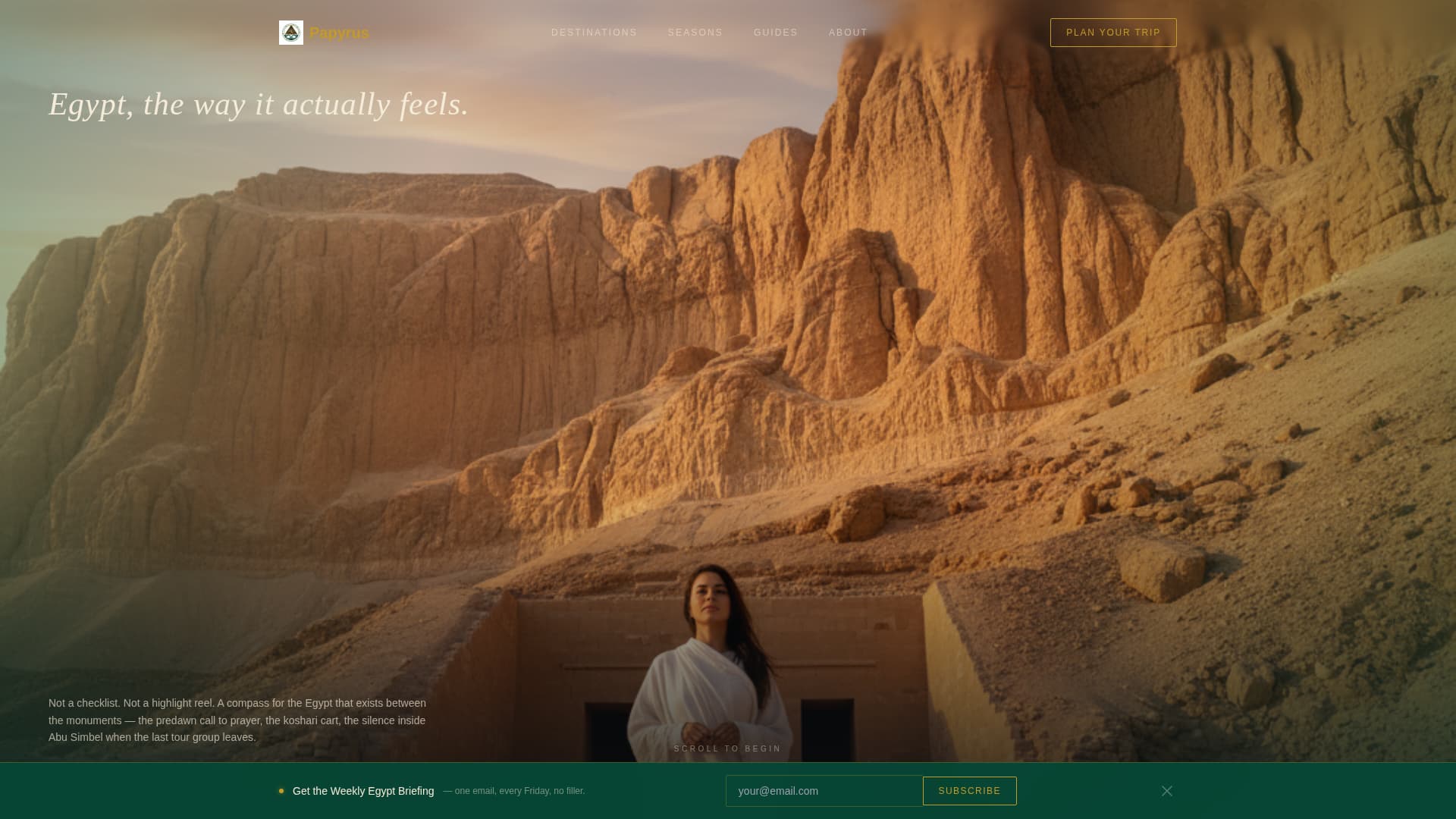 Papyrus - Immersive Egypt Landing Page Template