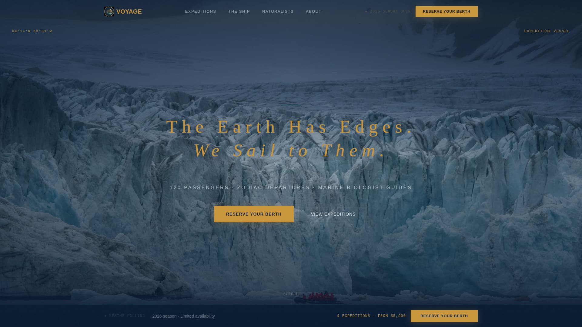 Voyage - Cinematic Expedition Landing Page Template