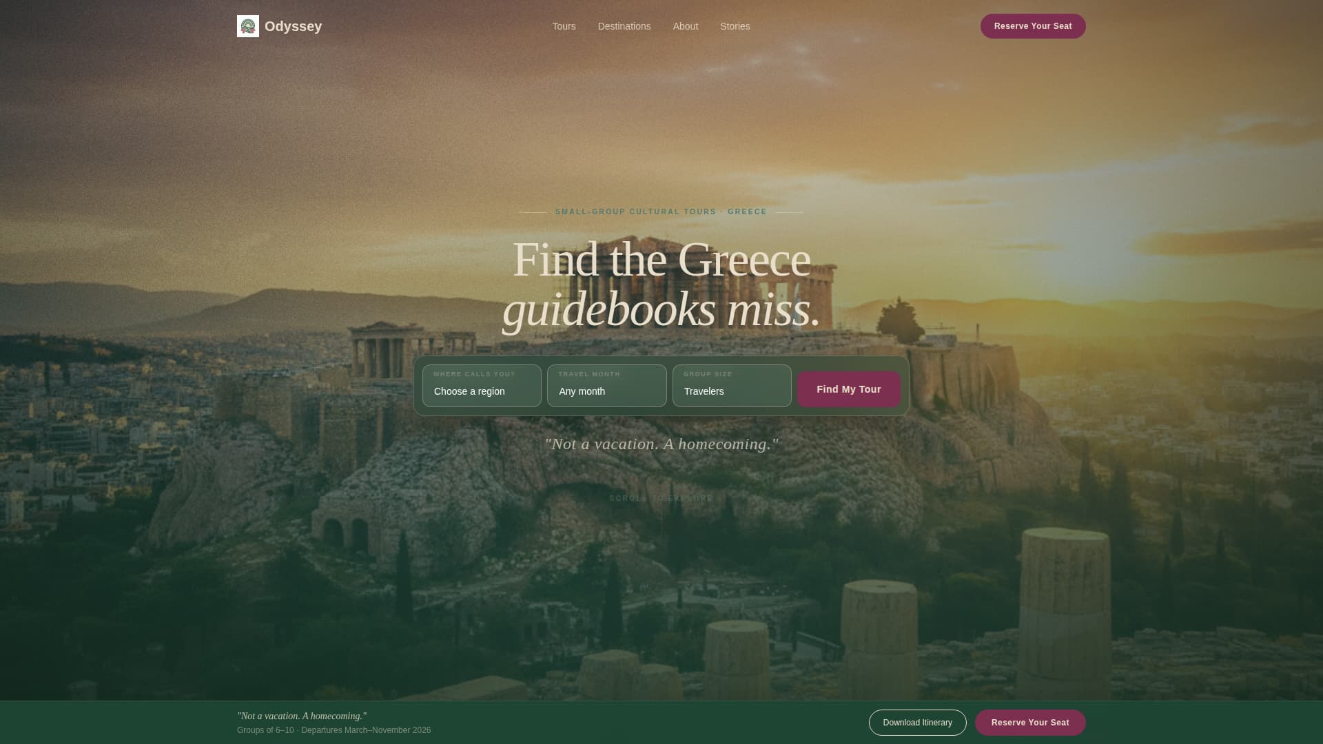 Odyssey - Immersive Cultural Landing Page Template