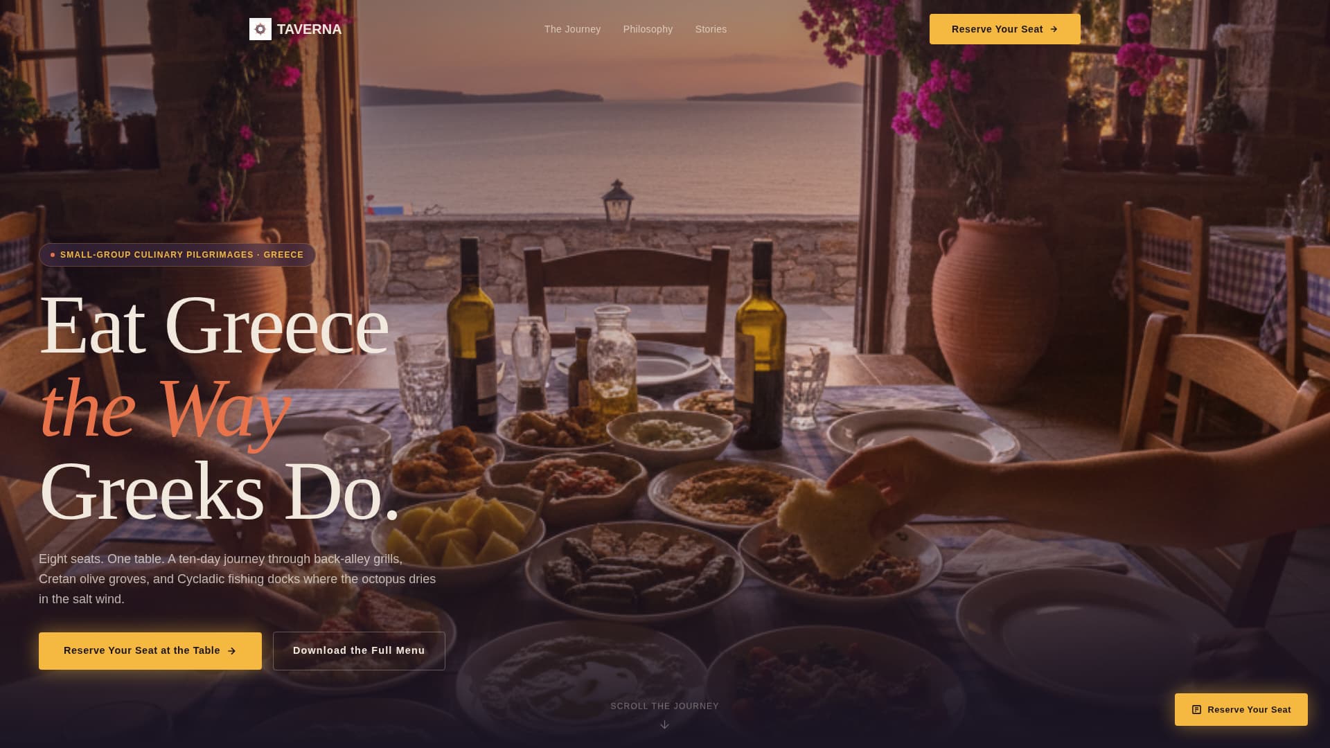 Taverna - Immersive Culinary Landing Page Template