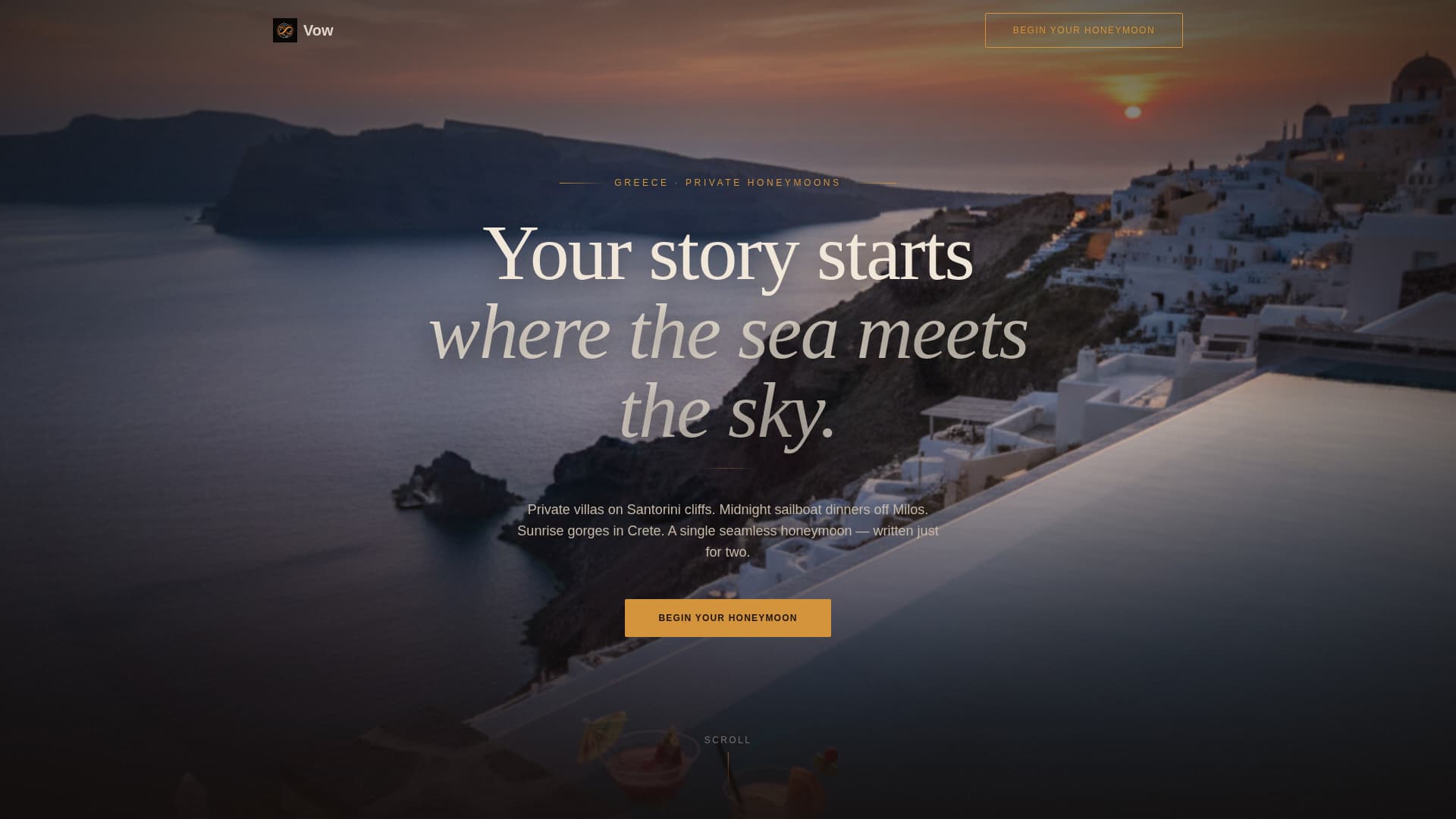 Vow - Enchanting Honeymoon Landing Page Template