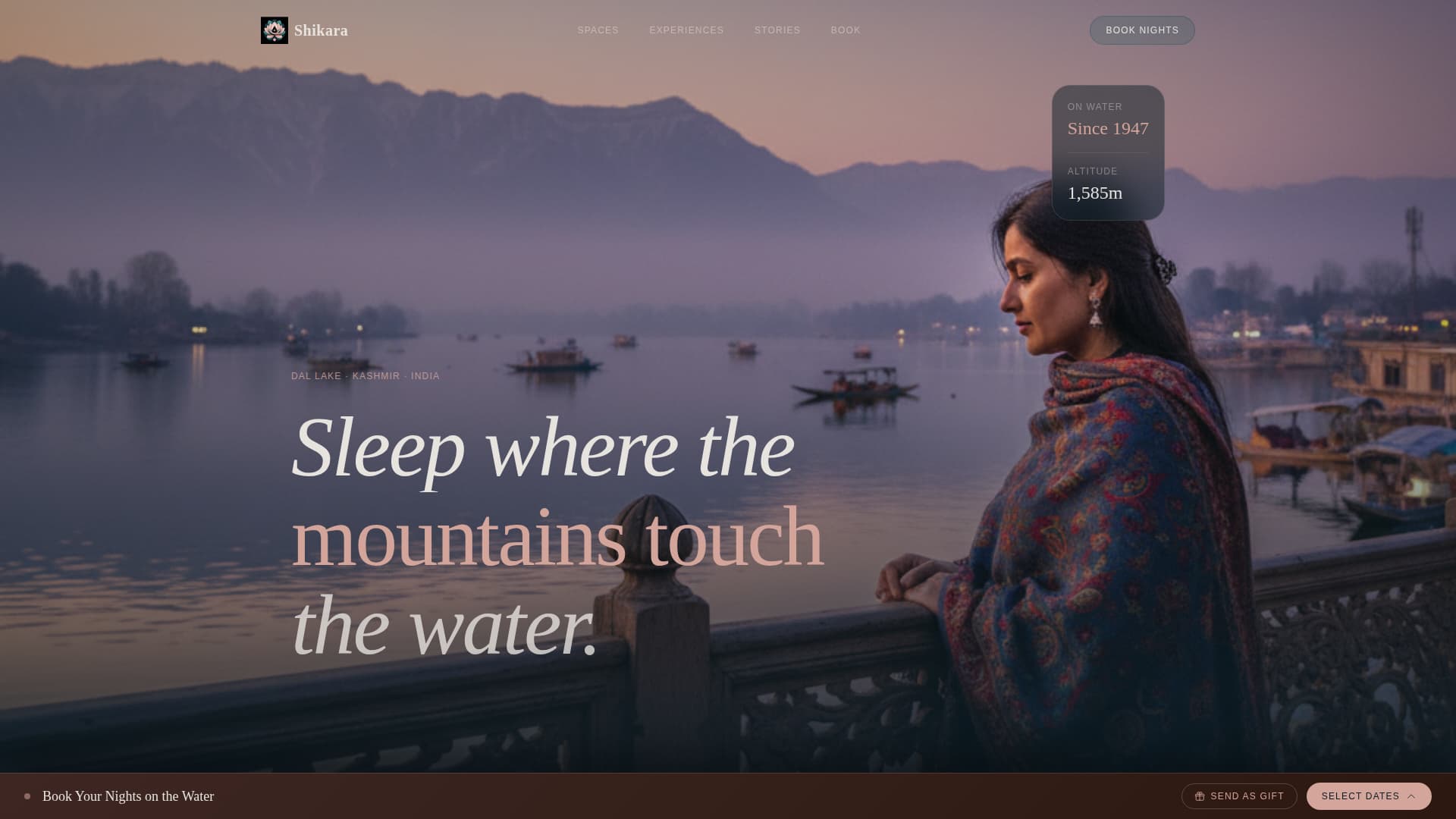 Shikara - Immersive Houseboat Landing Page Template