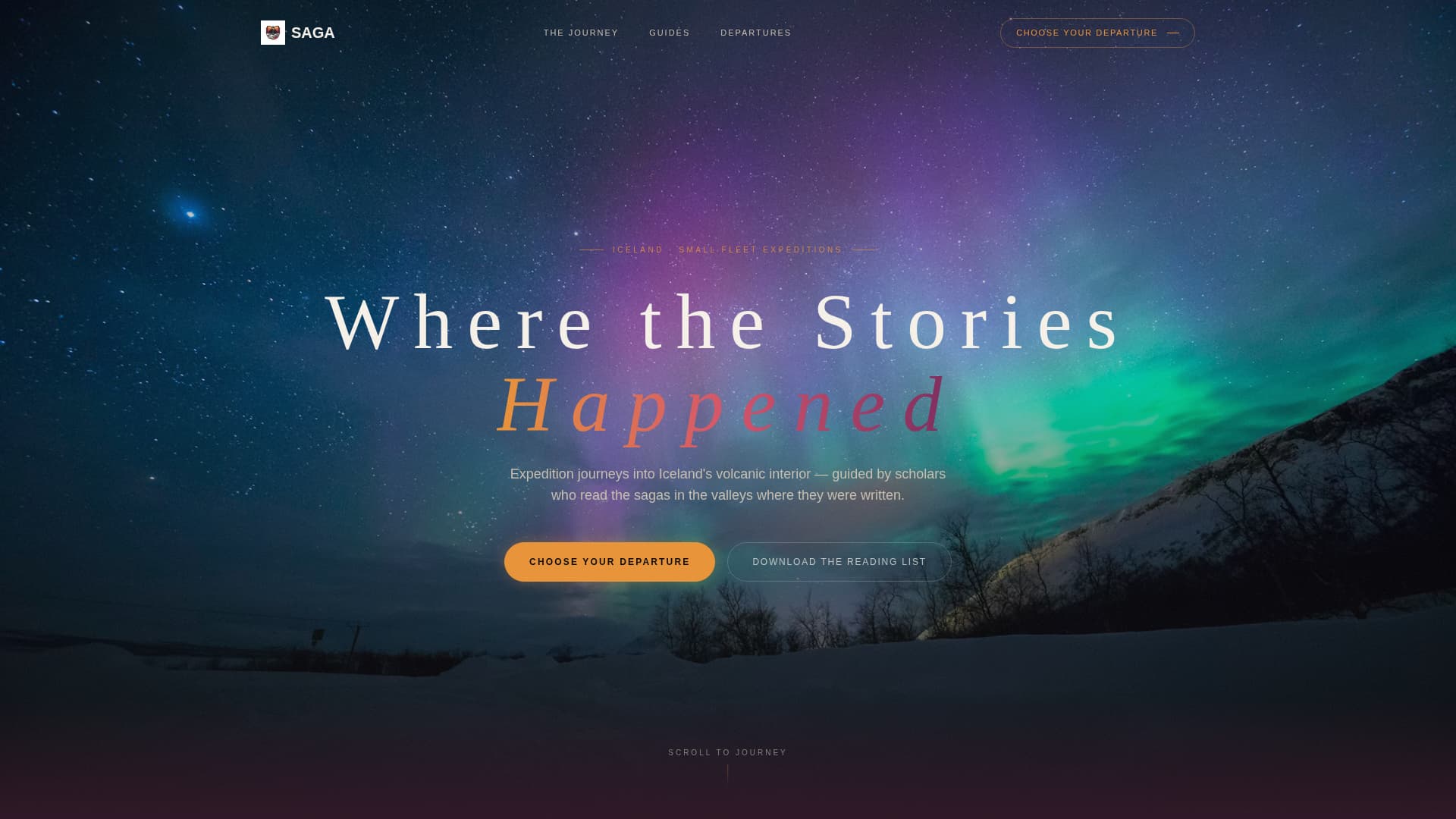Saga - Immersive Iceland Landing Page Template