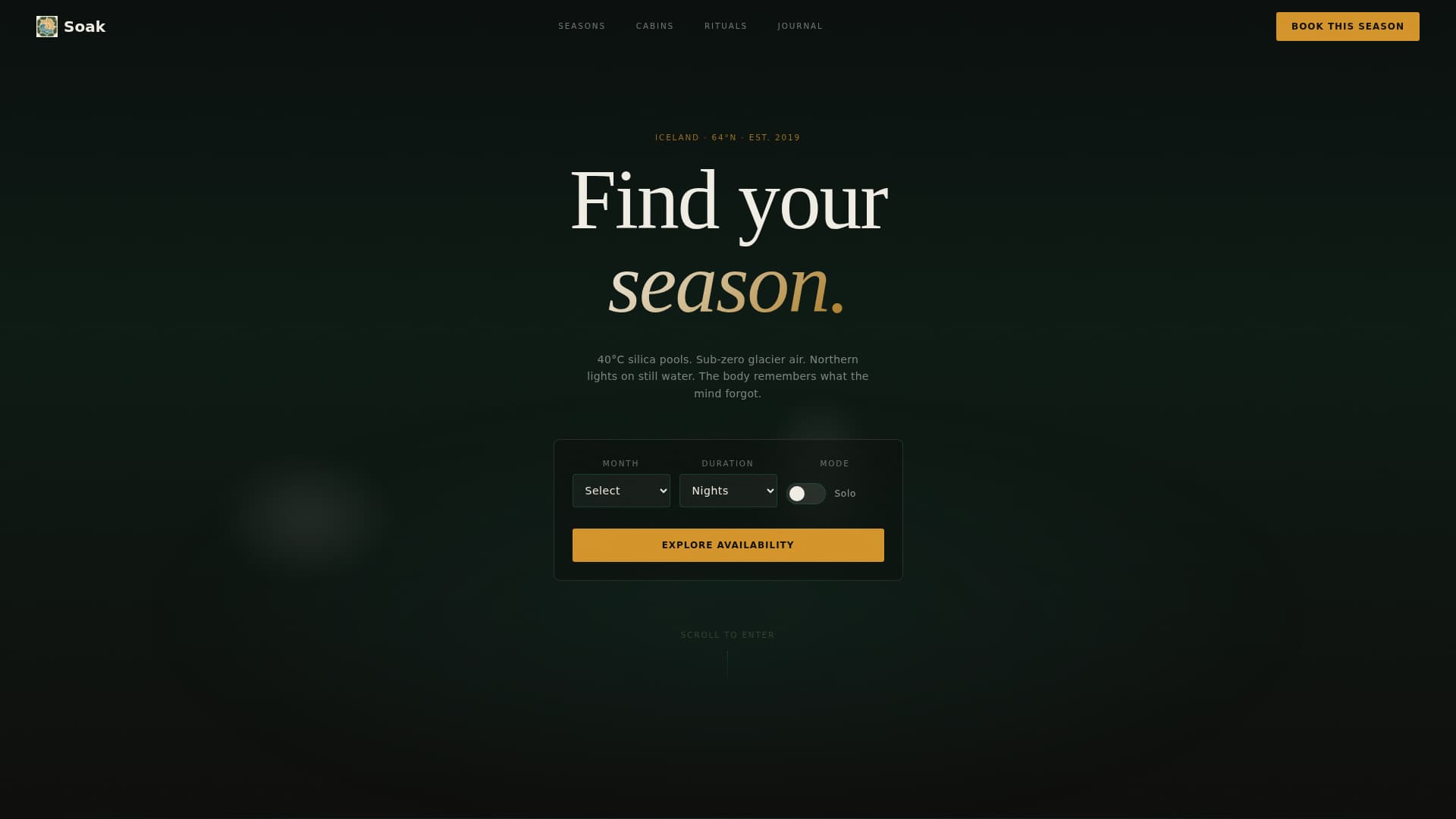 Soak - Cinematic Wellness Landing Page Template