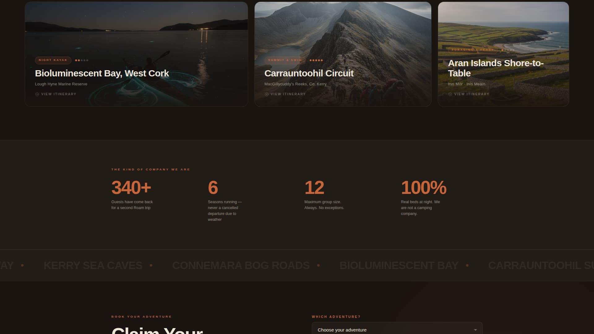 Roam - Immersive Adventure Landing Page Template
