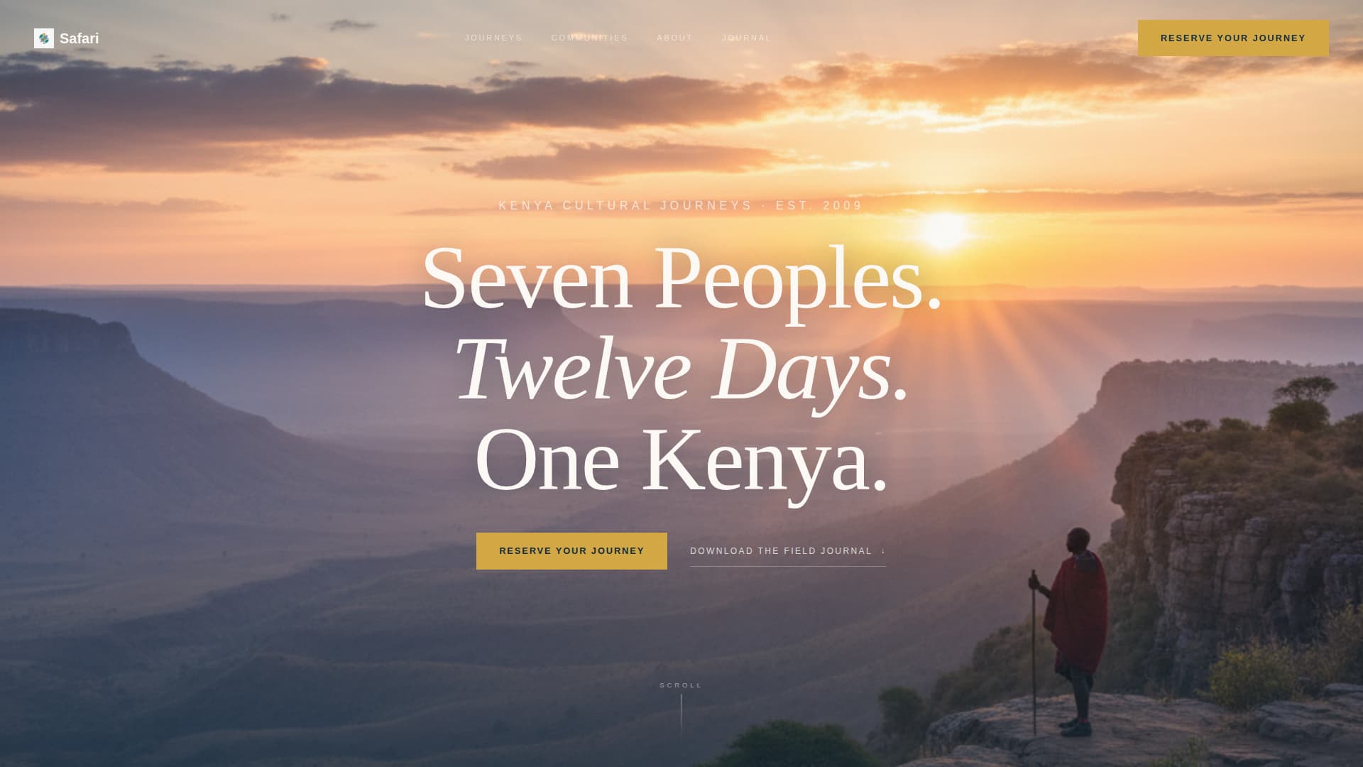 Safari - Immersive Cultural Landing Page Template