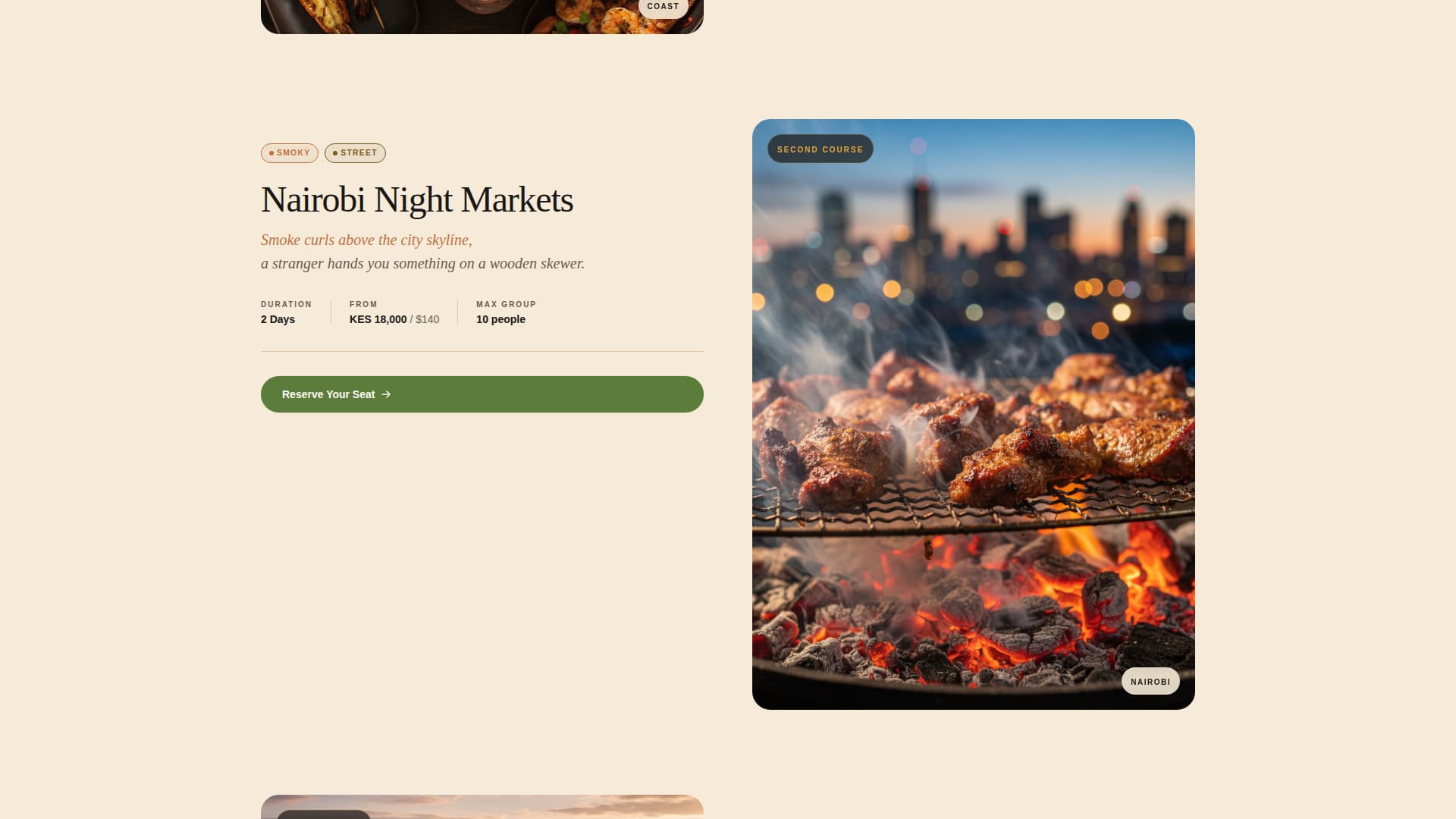 Safari - Immersive Culinary Landing Page Template