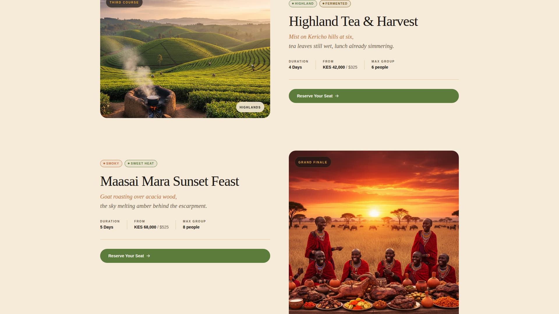 Safari - Immersive Culinary Landing Page Template