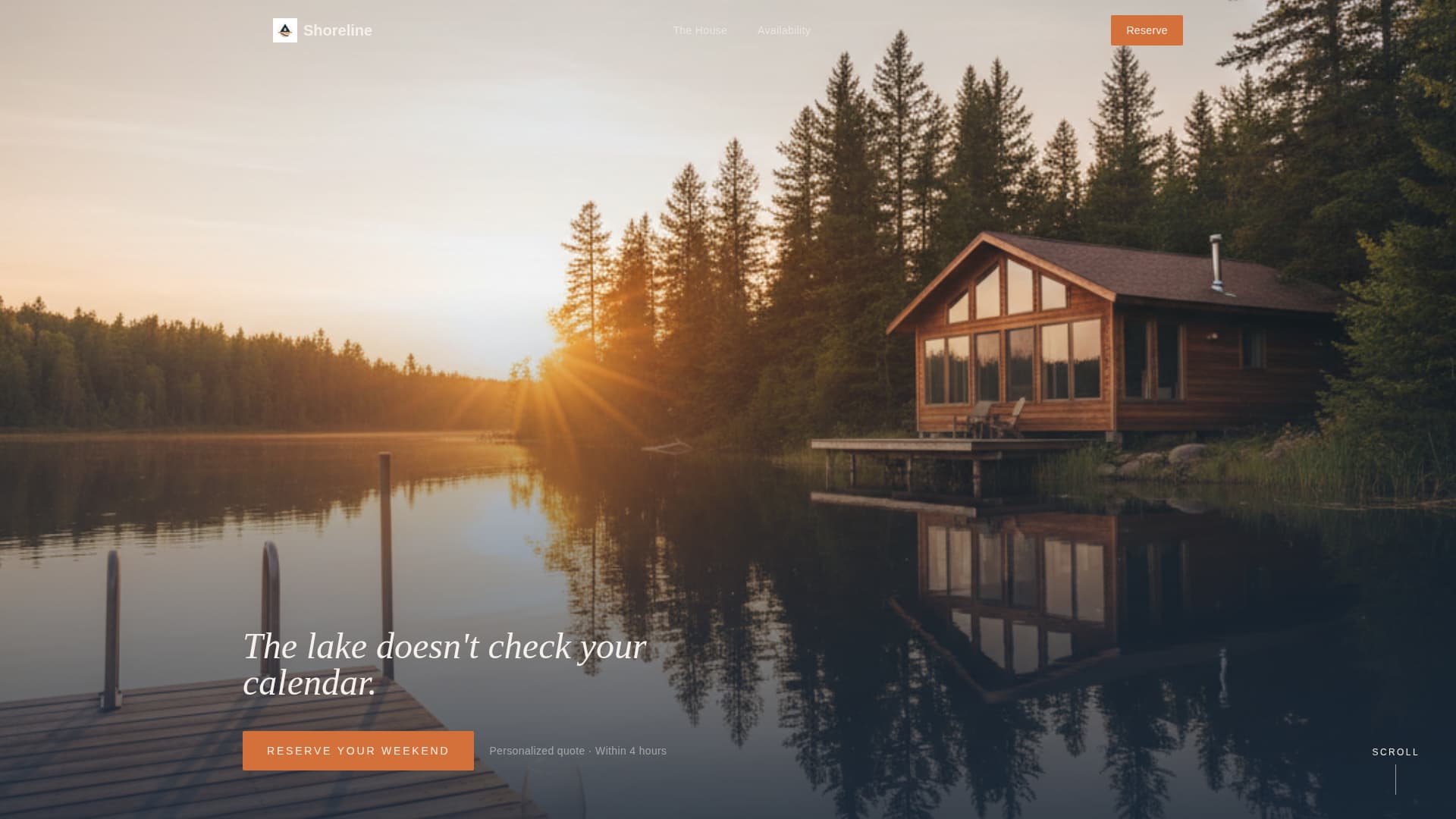 Shoreline - Serene Lakehouse Landing Page Template