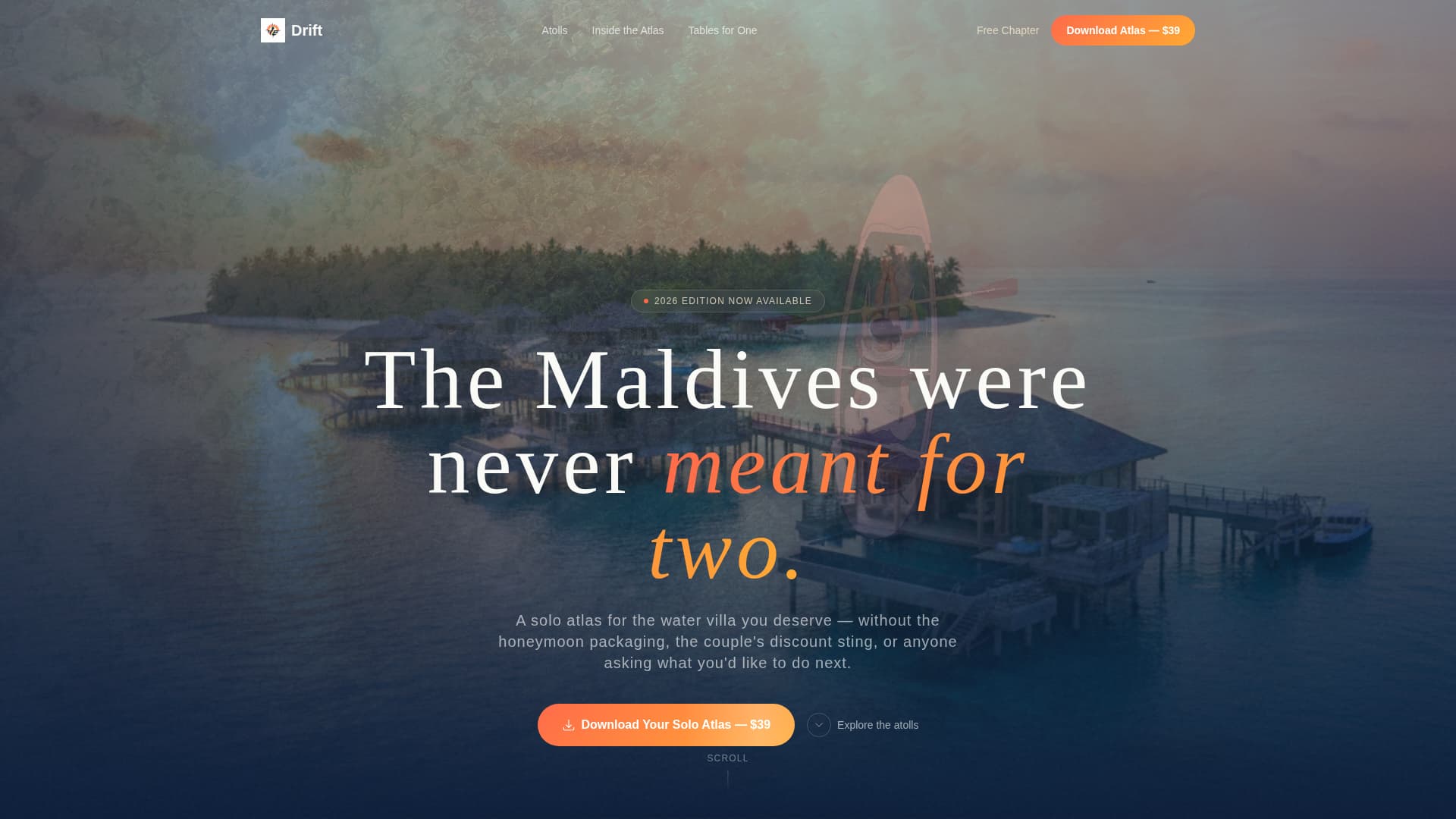 Drift - Luxe Solotravel Landing Page Template