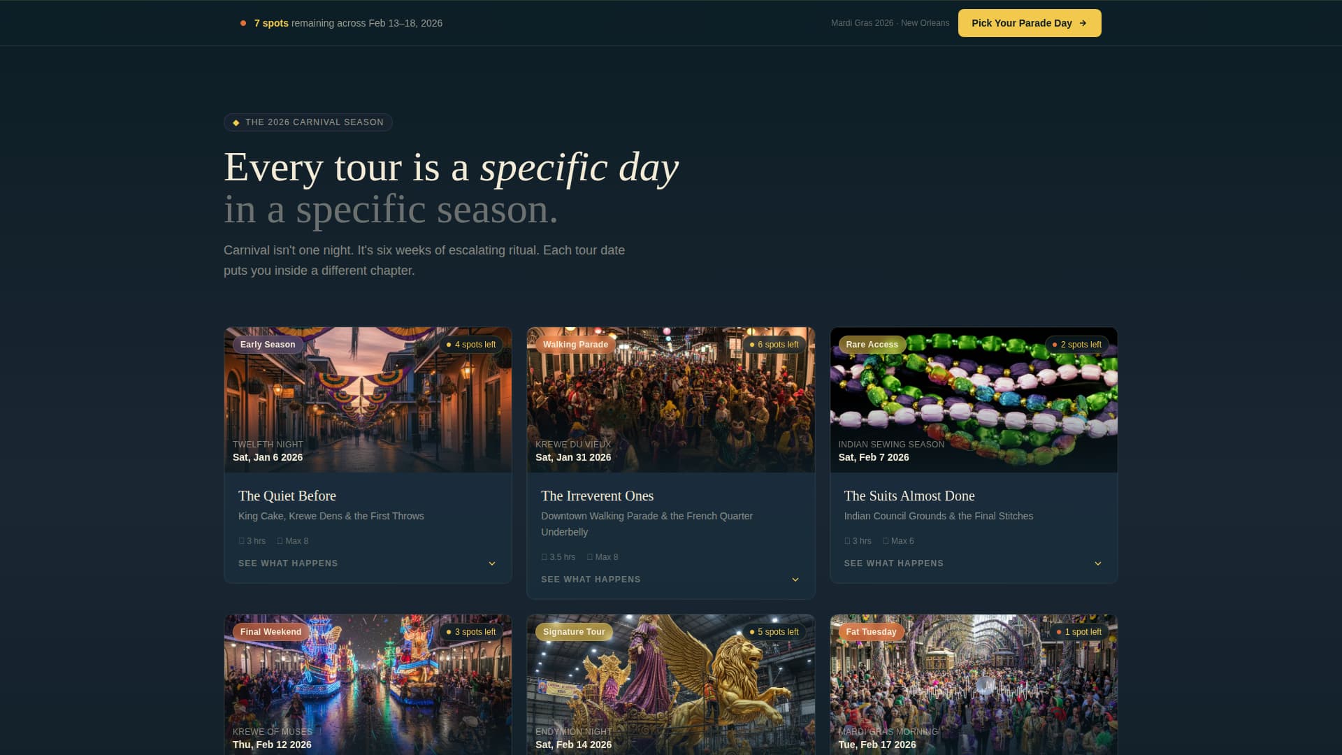 Krewe - Immersive Mardigras Landing Page Template