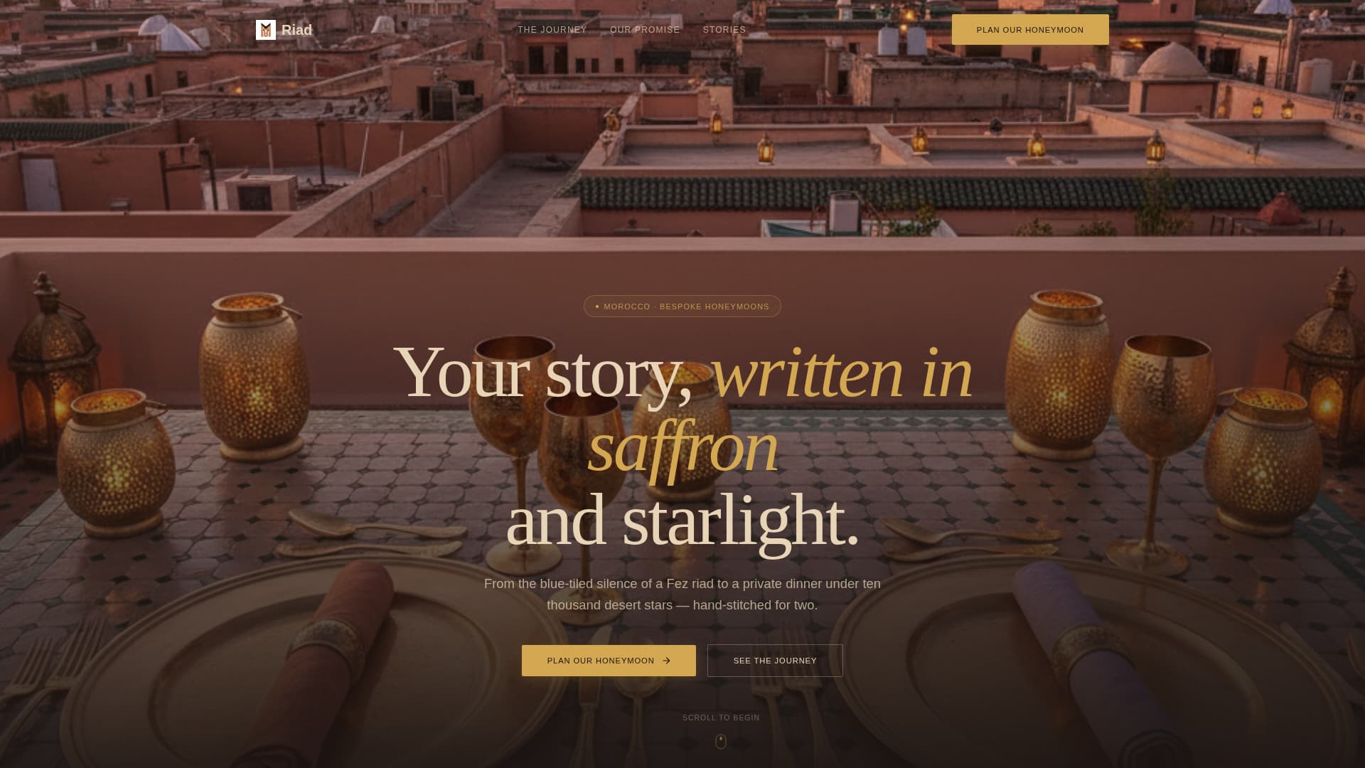 Riad - Enchanting Honeymoon Landing Page Template