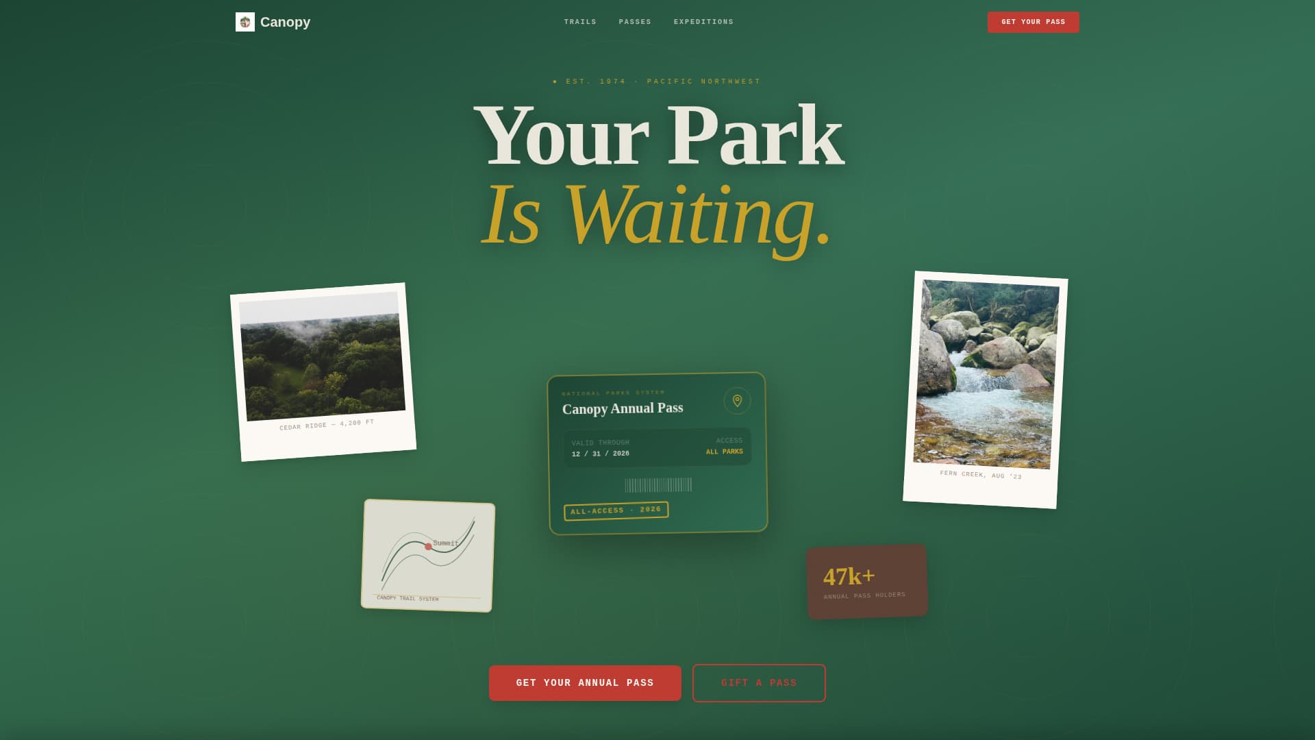 Canopy - Immersive Park Landing Page Template