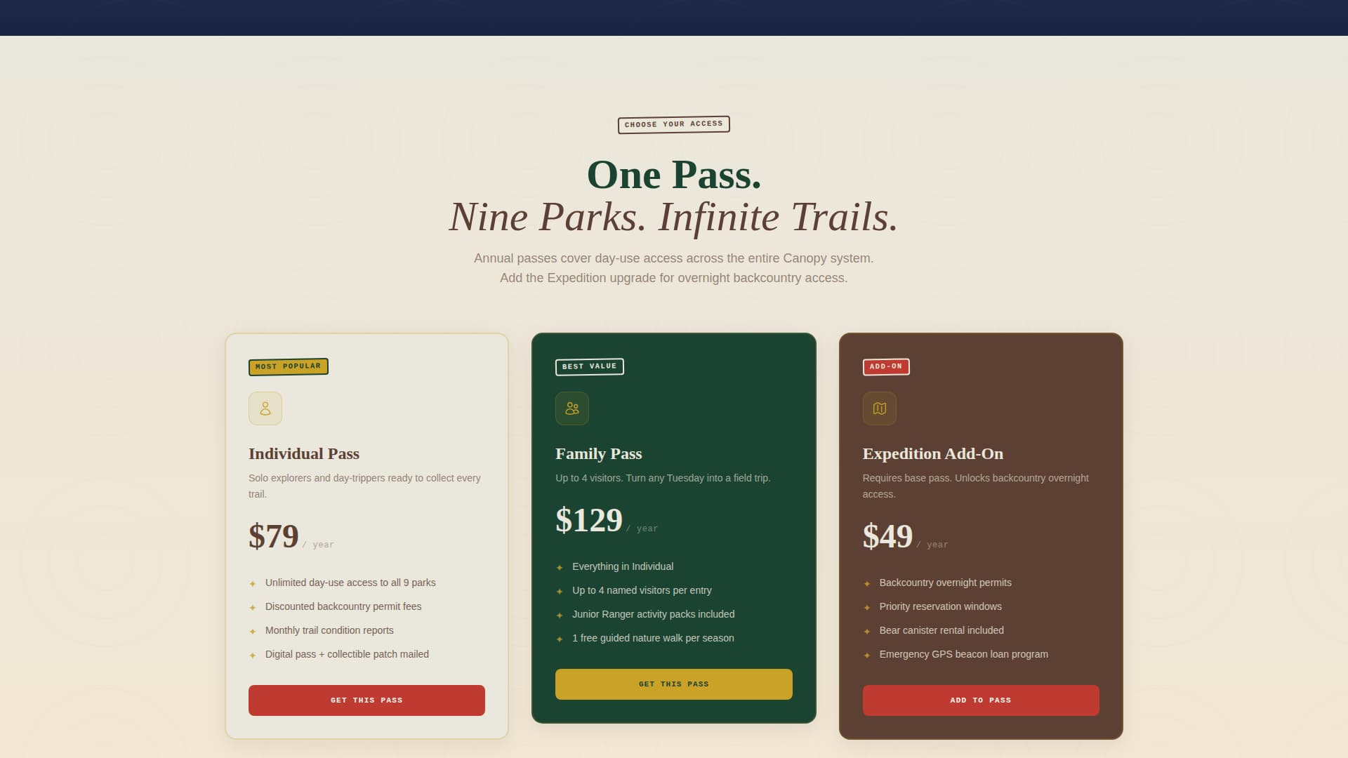 Canopy - Immersive Park Landing Page Template