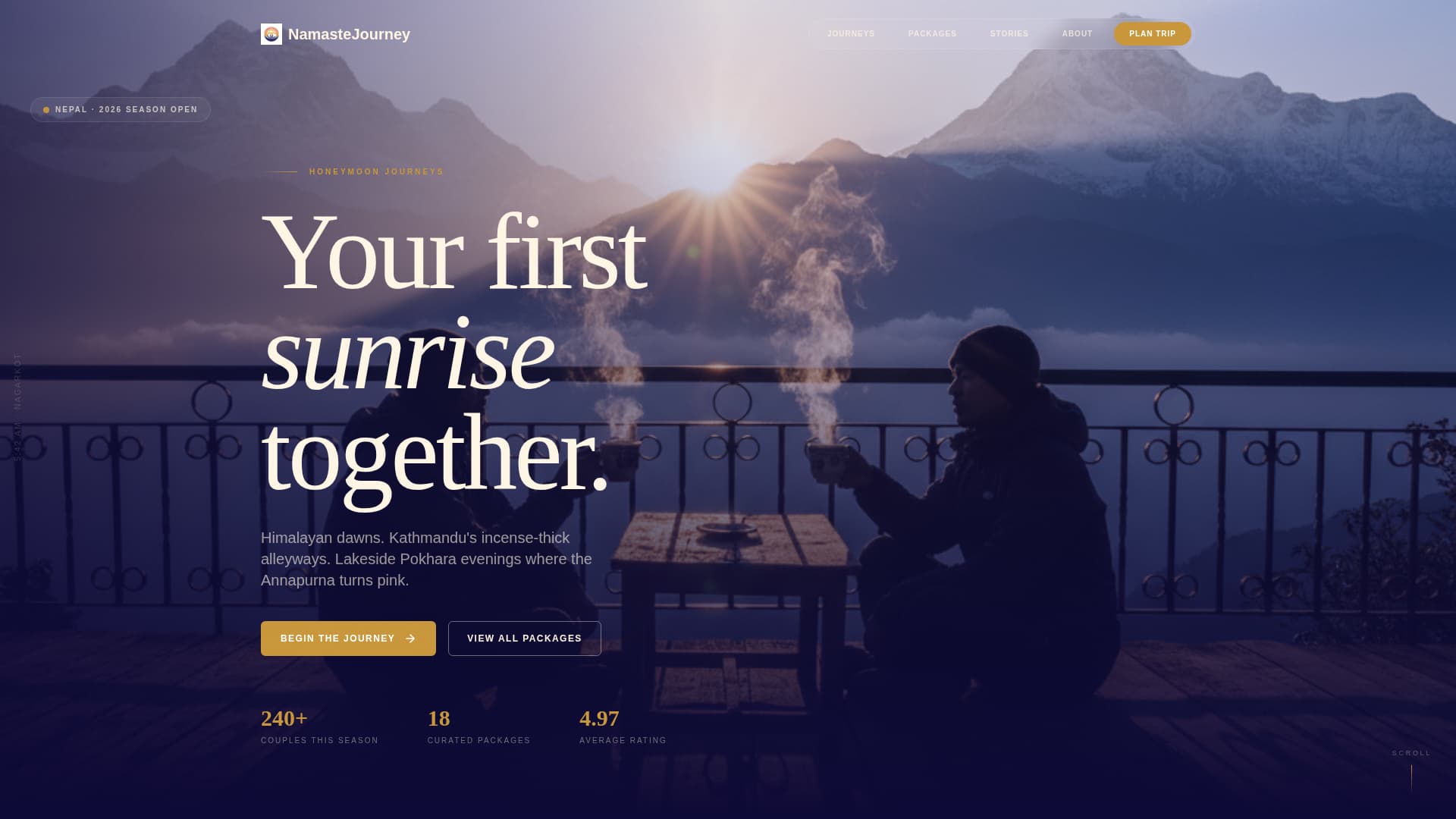 Namaste - Enchanting Honeymoon Landing Page Template