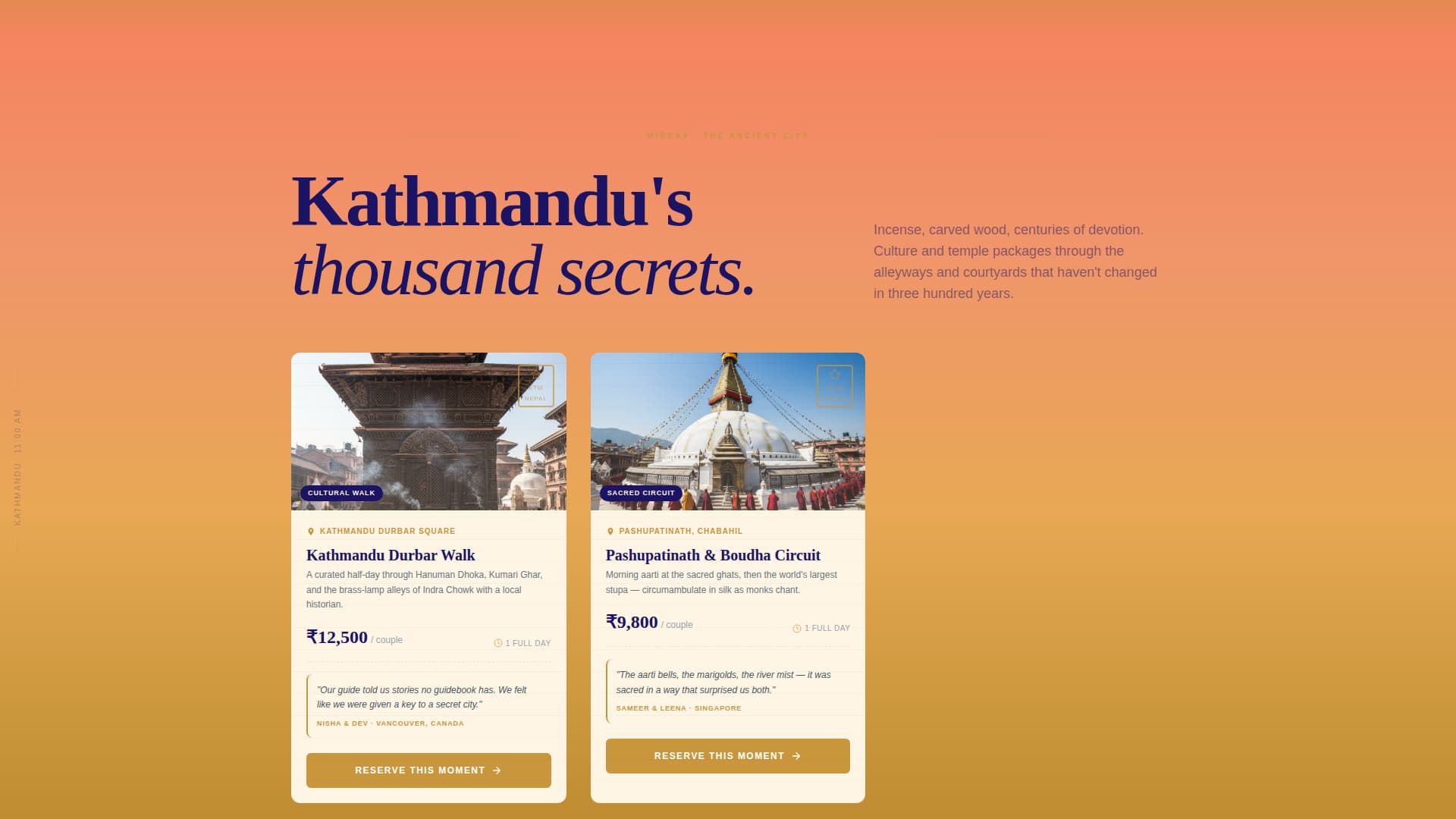 Namaste - Enchanting Honeymoon Landing Page Template