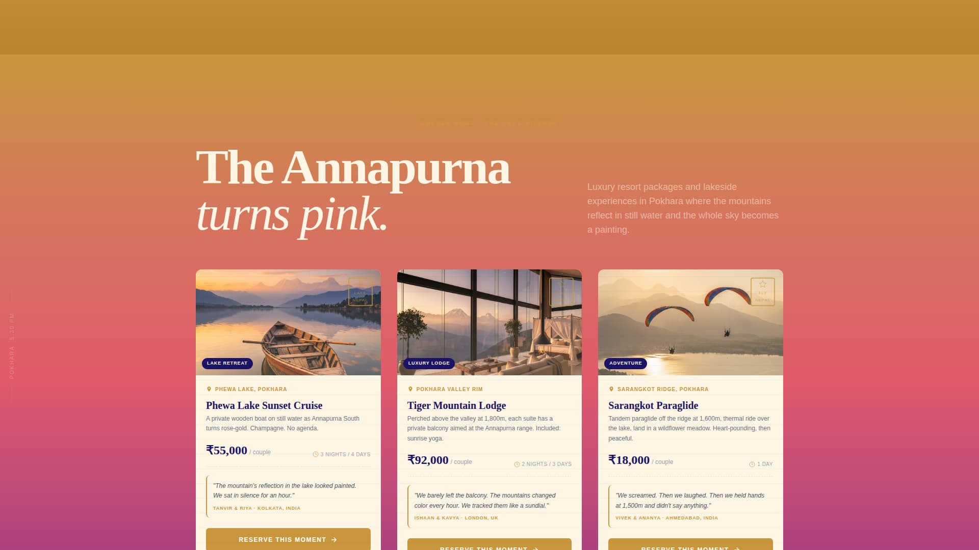 Namaste - Enchanting Honeymoon Landing Page Template