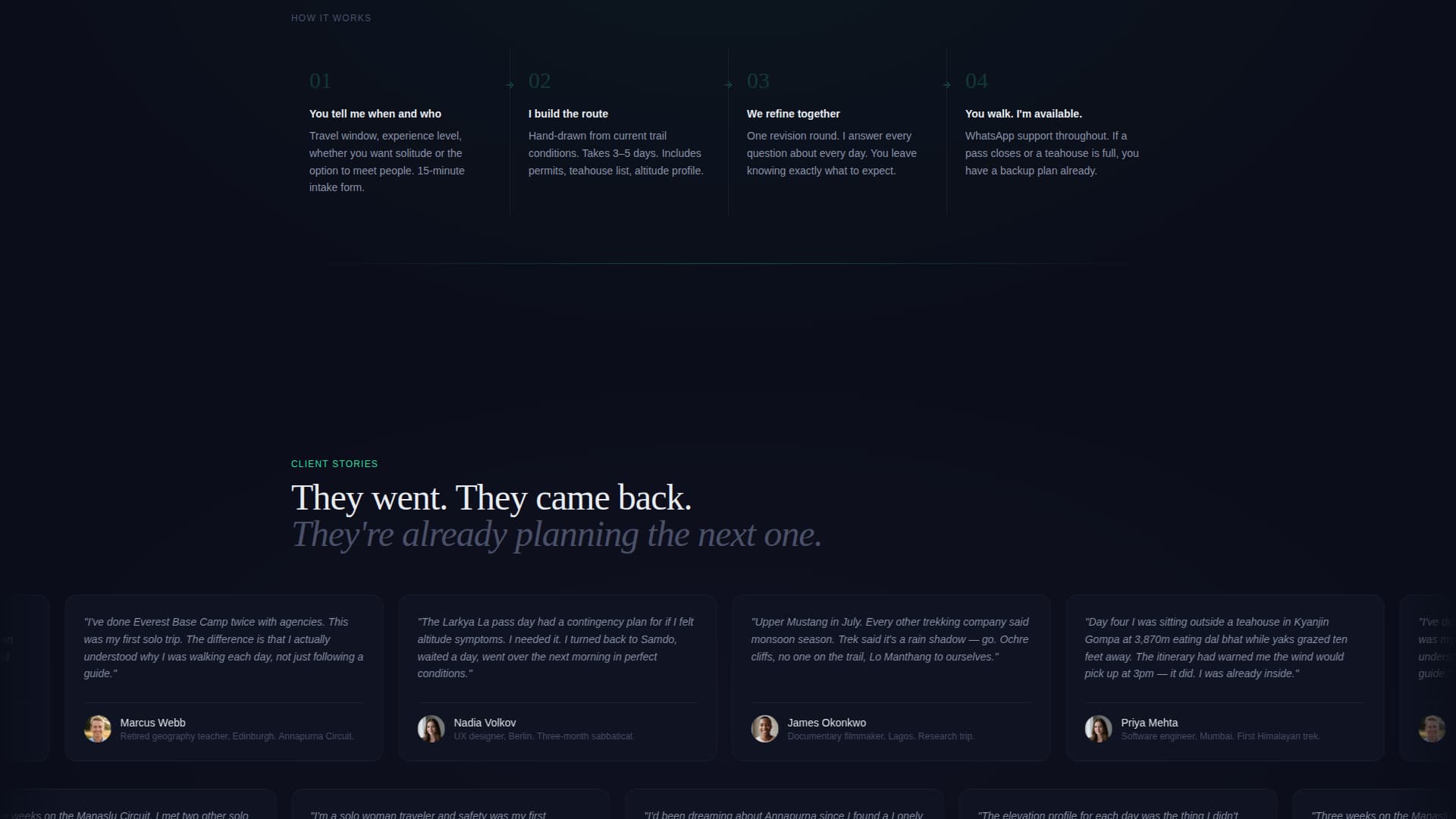 Trek - Immersive Solotravel Landing Page Template