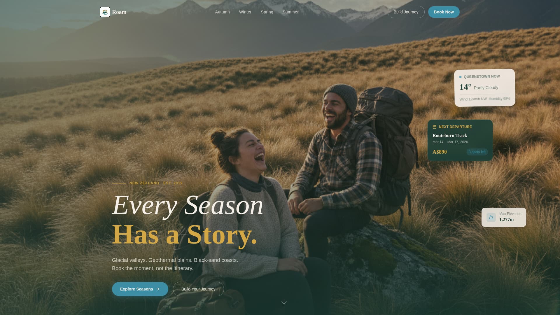 Roam - Seasonal Adventure Landing Page Template