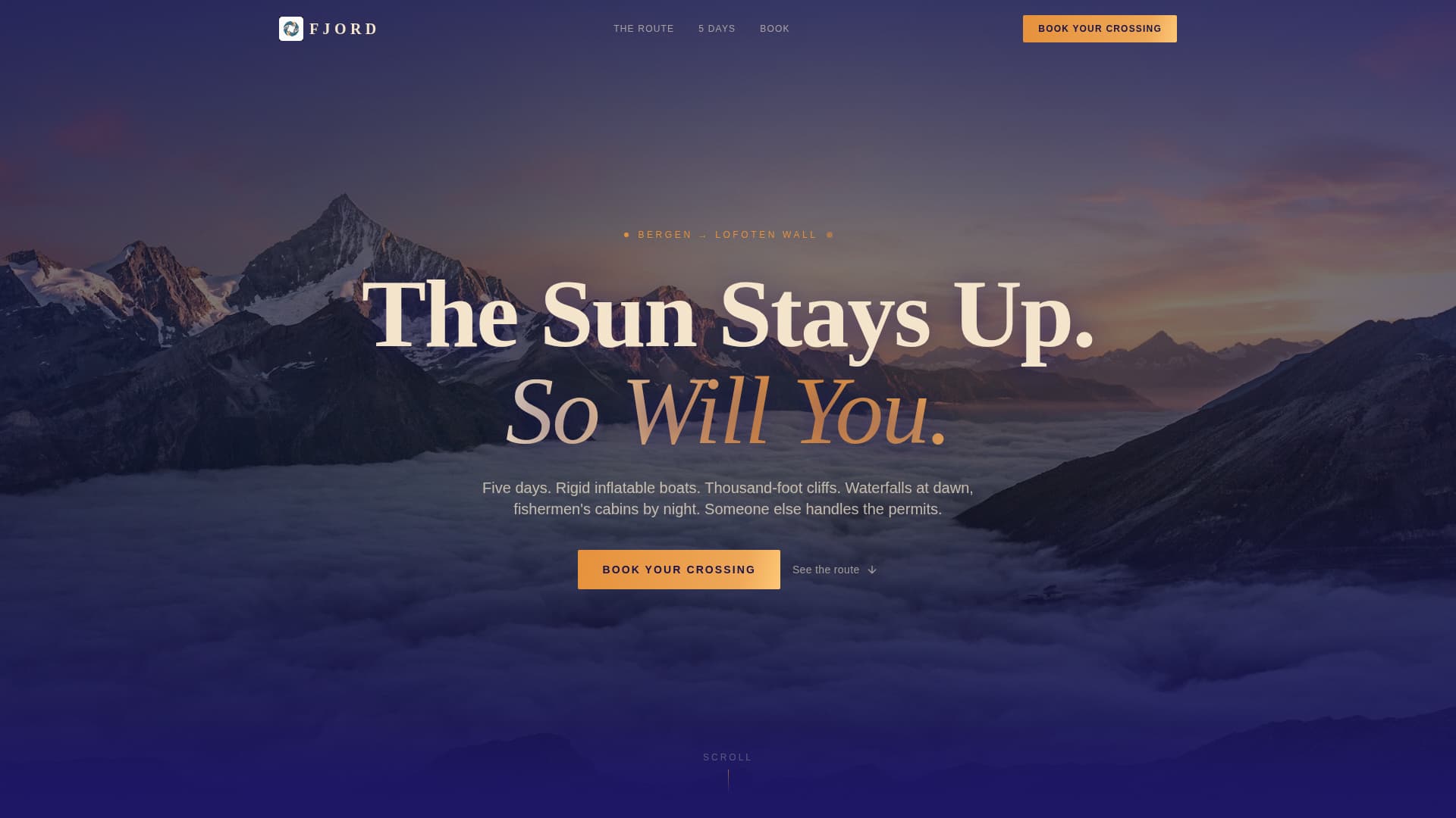 Fjord - Cinematic Adventure Landing Page Template
