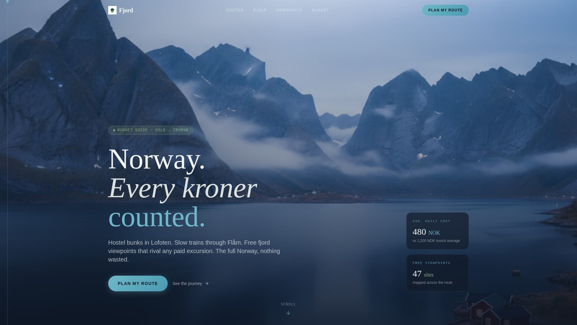 Fjord - Immersive Budgettravel Landing Page Template