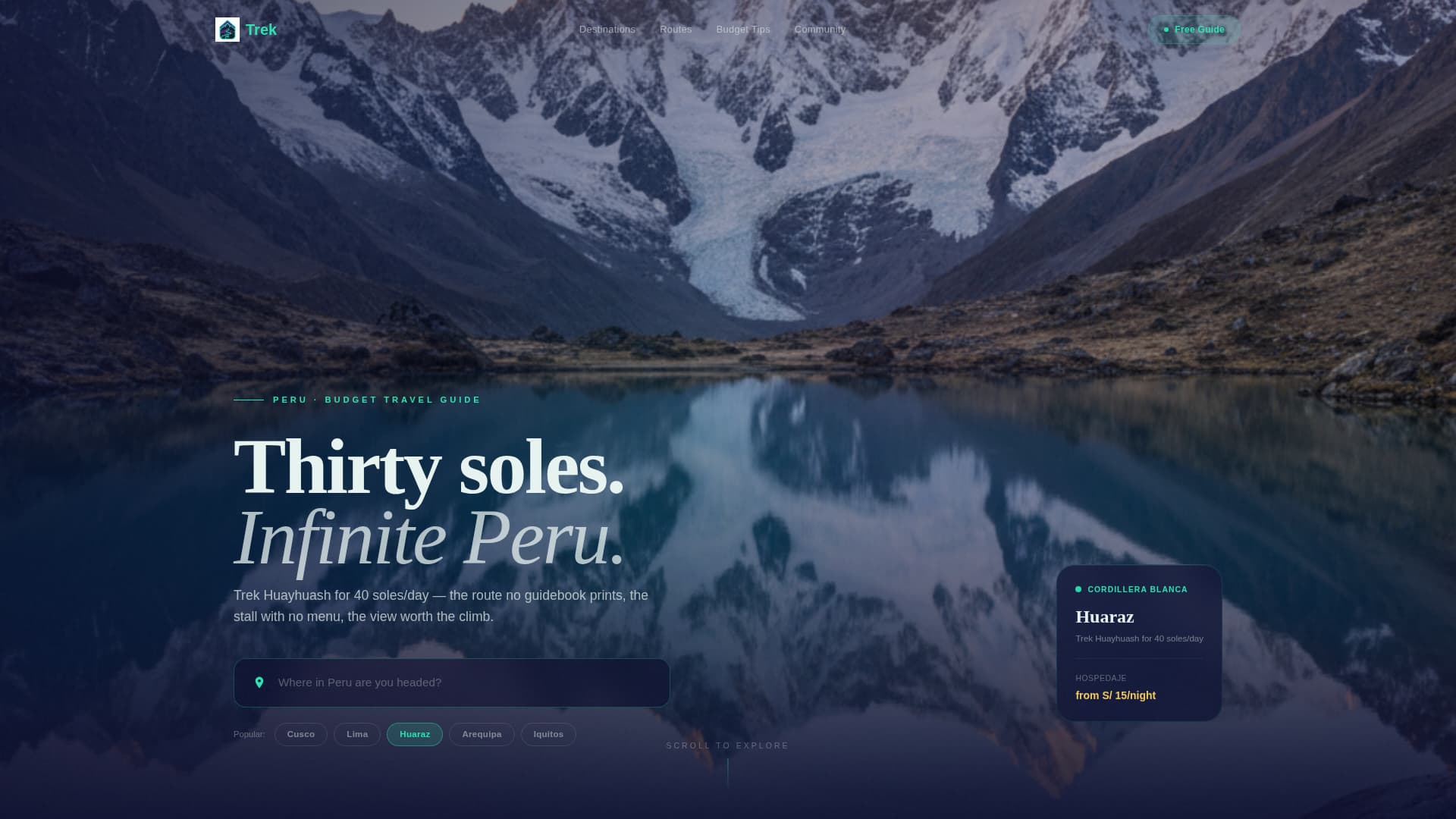 Trek - Immersive Budget Travel Landing Page Template