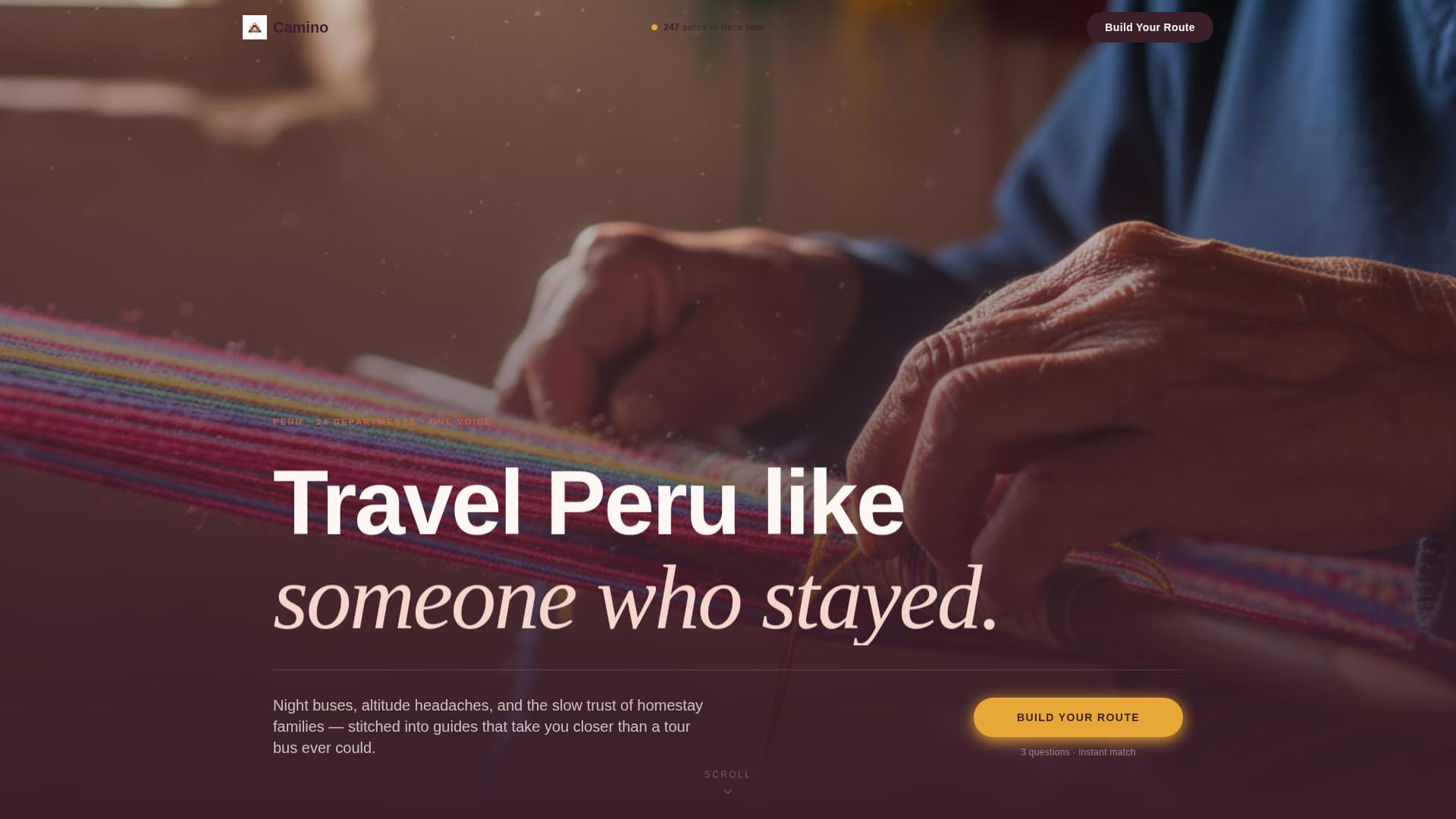 Camino - Immersive Solo Travel Landing Page Template